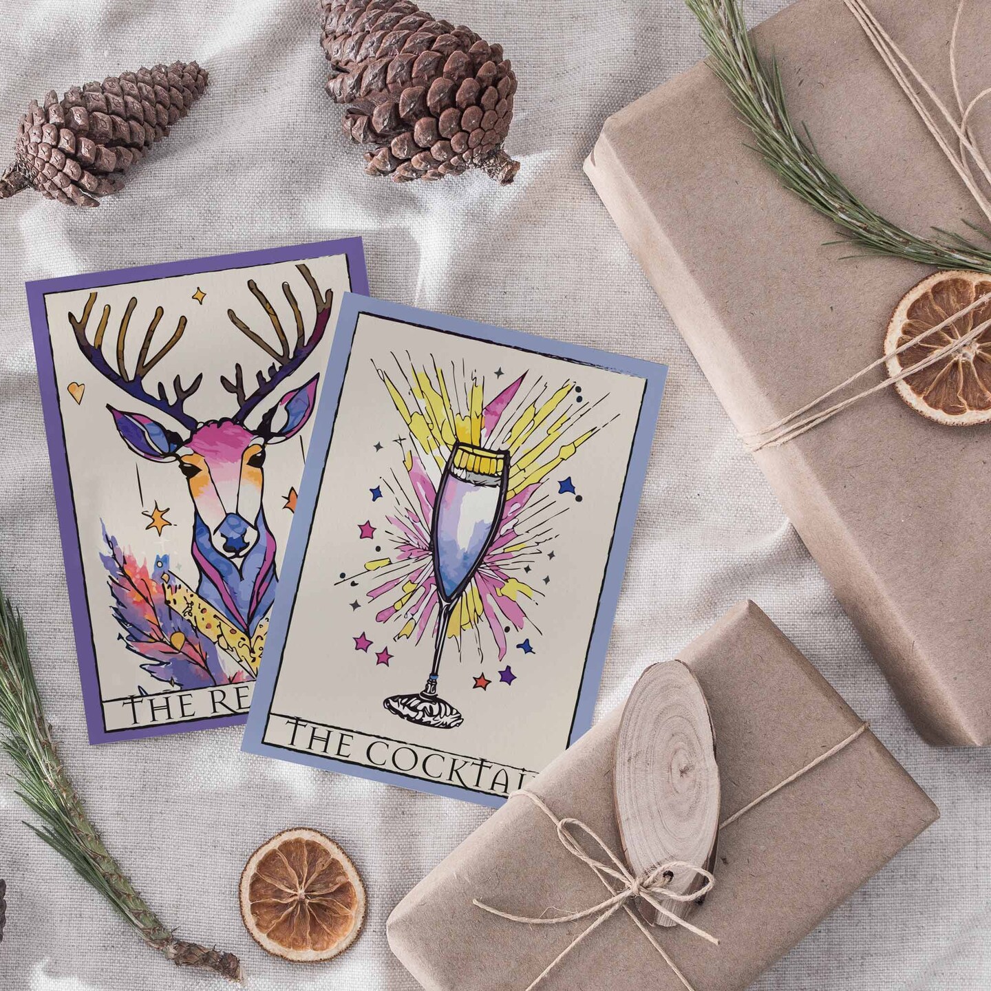 Tarot-Inspired Christmas Cards - 24-Pack Holiday Greeting Cards with 24 Unique Mystical Designs, Perfect for Sharing Merry Christmas & Holiday Wishes with a Magical Twist, Blank Inside for Personalized Messages Enchanting and Artistic Stationery Set