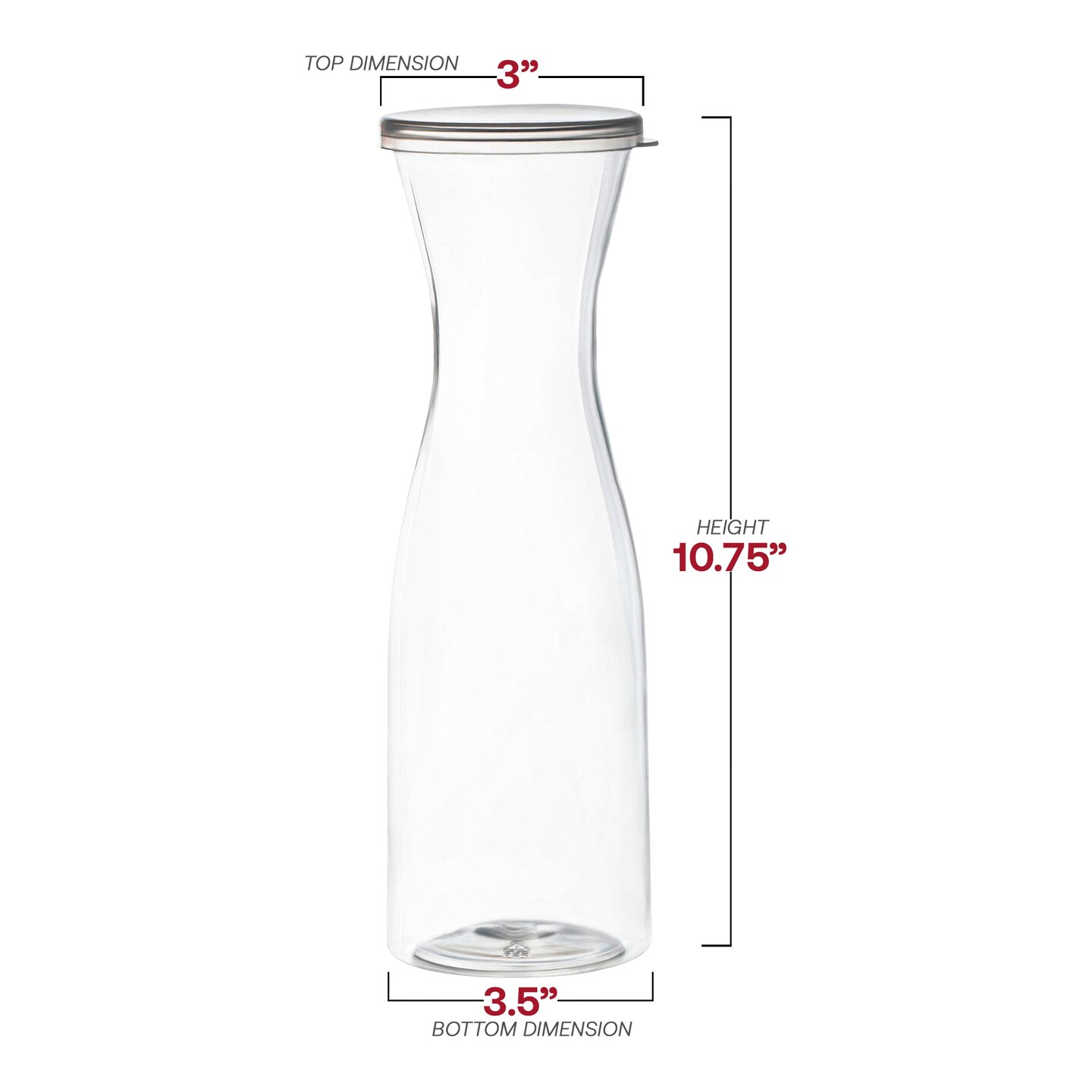Clear Large Disposable Plastic Wine Carafes with Lids - 35 oz. (12 Carafes)