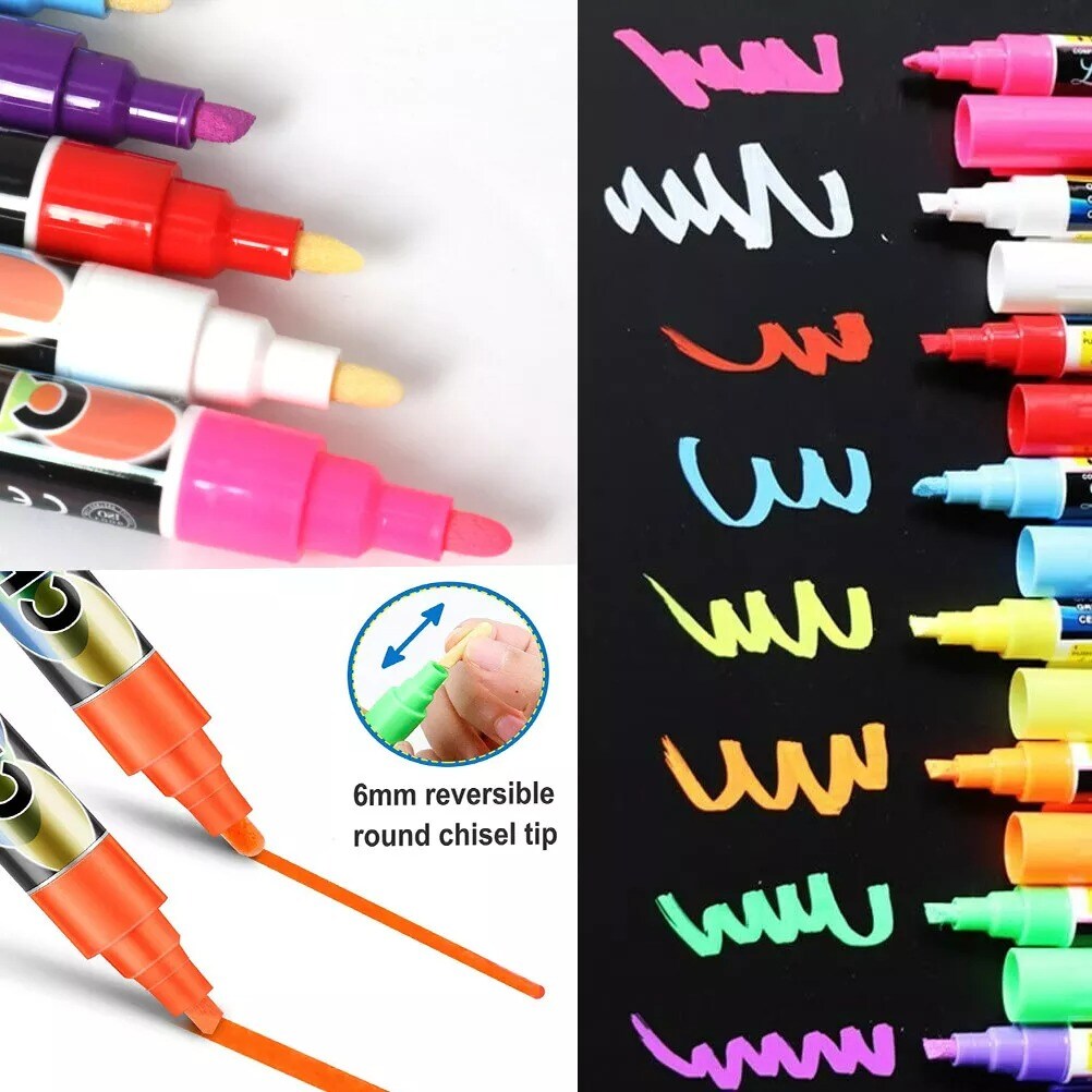 8Pack Liquid Chalk Markers Erasable Chalkboard Neon Pens for Signs Painting Card