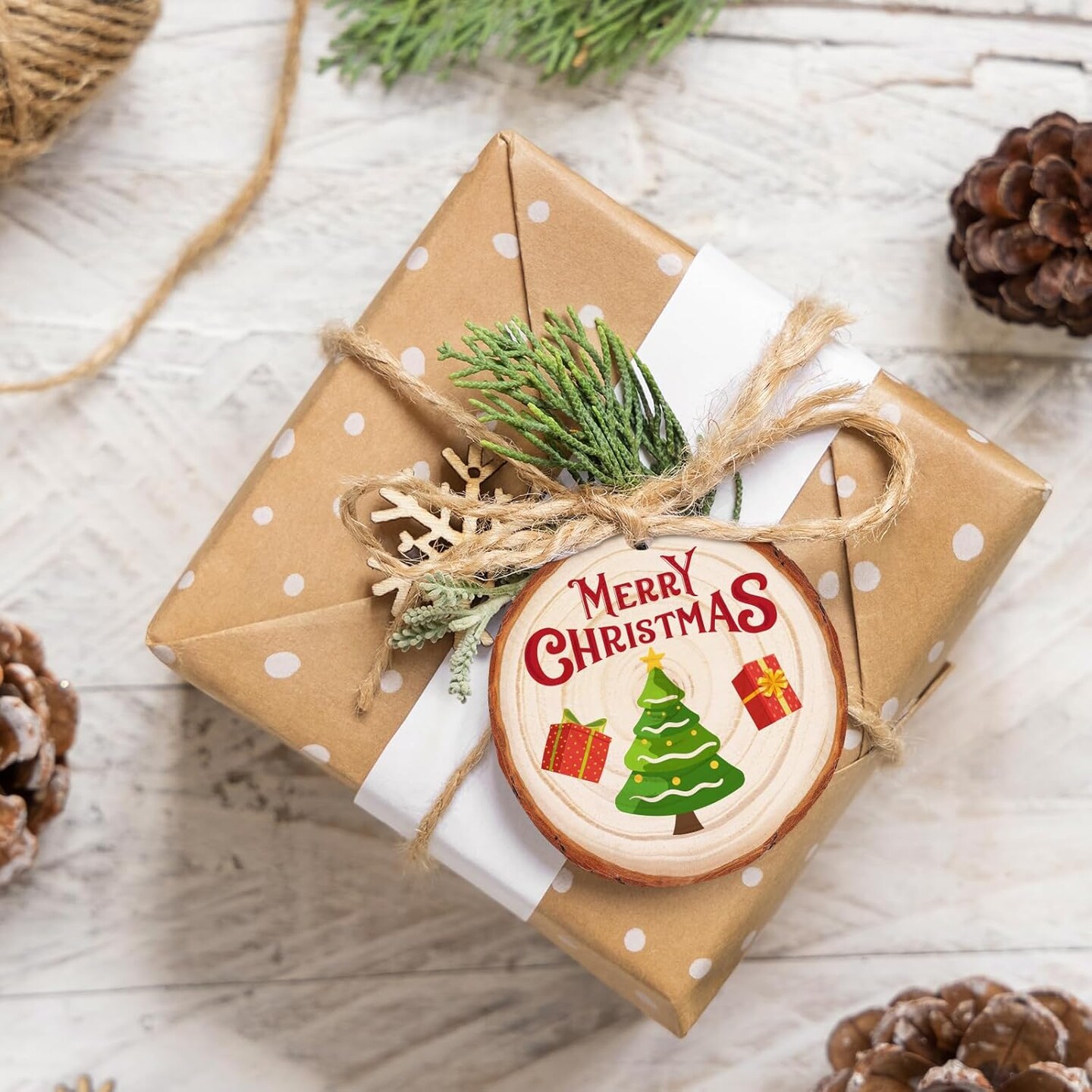 Natural Wood Slices 30Pcs 2.4-2.8&#x27;&#x27; Craft Wood Kit Christmas Ornaments Unfinished Predrilled with Hole Wooden Circles for Arts and Crafts Christmas Holiday Ornaments DIY Crafts