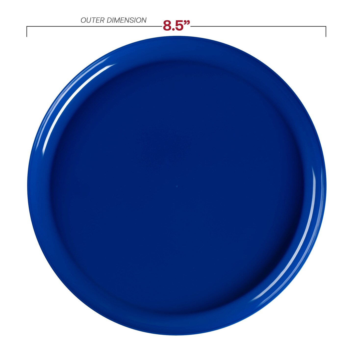 Solid Blue Flat Round Disposable Plastic Appetizer/Salad Plates - 8.5" (120 Plates)