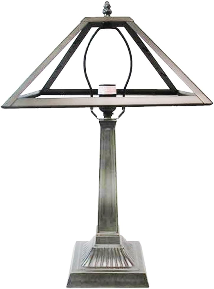 12" DIA. Metal Panel Lamp Frame & Base, Dark Bronze Finish with Gold Highlights, Nicely Weighted, 18.75" Tall