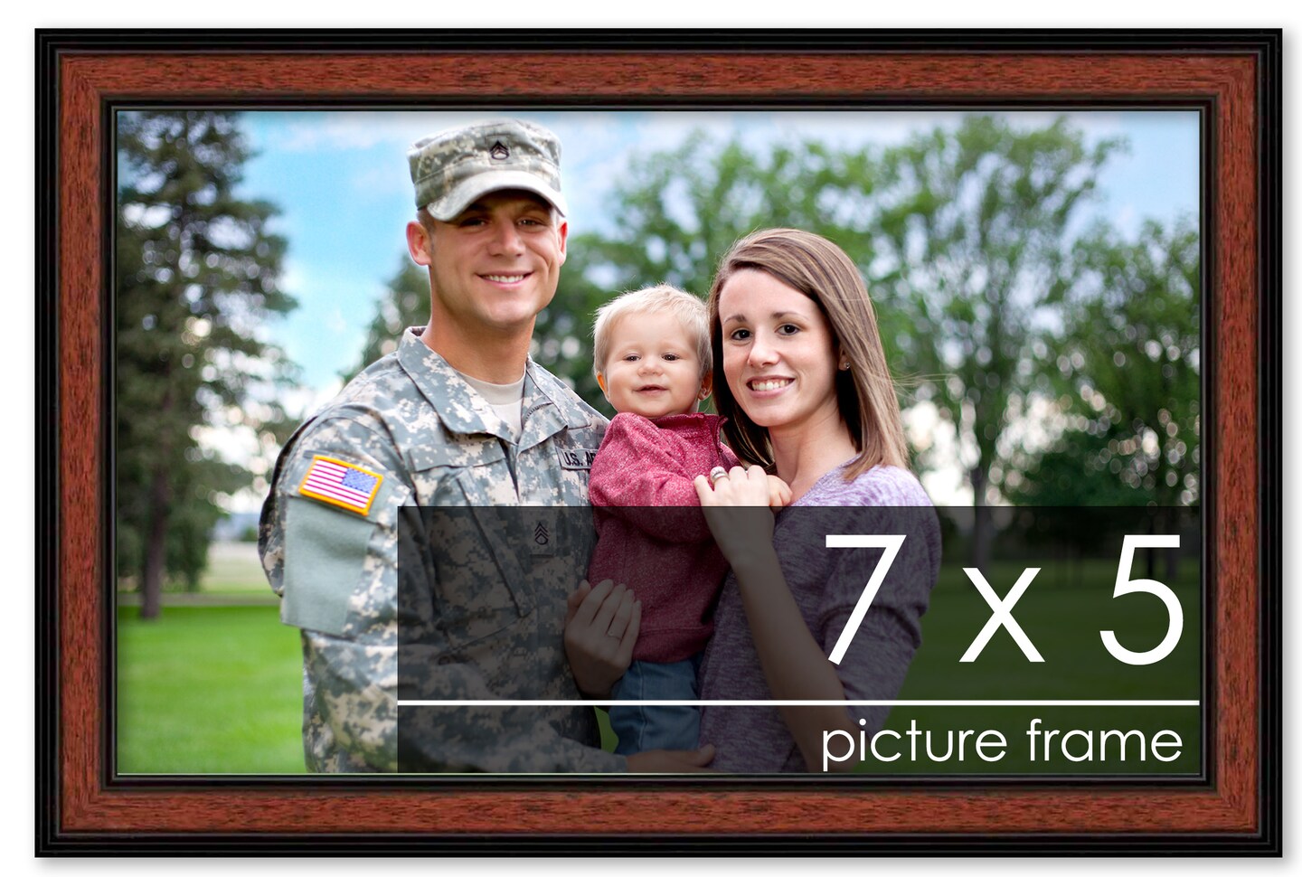 Photo Size Simple Brown Picture Frame - UV Acrylic, Foam Board Backing, Hanging Hardware