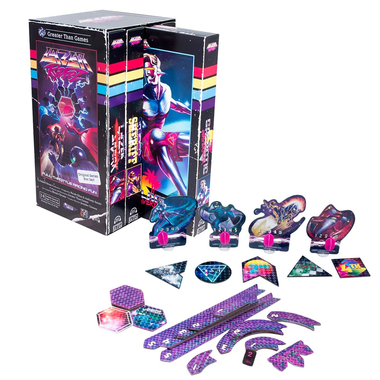 Lazer Ryderz - 80&#x27;s Retro Style Racing Board Game - Ages 14+, 2- 4 Players, 30-45 Min