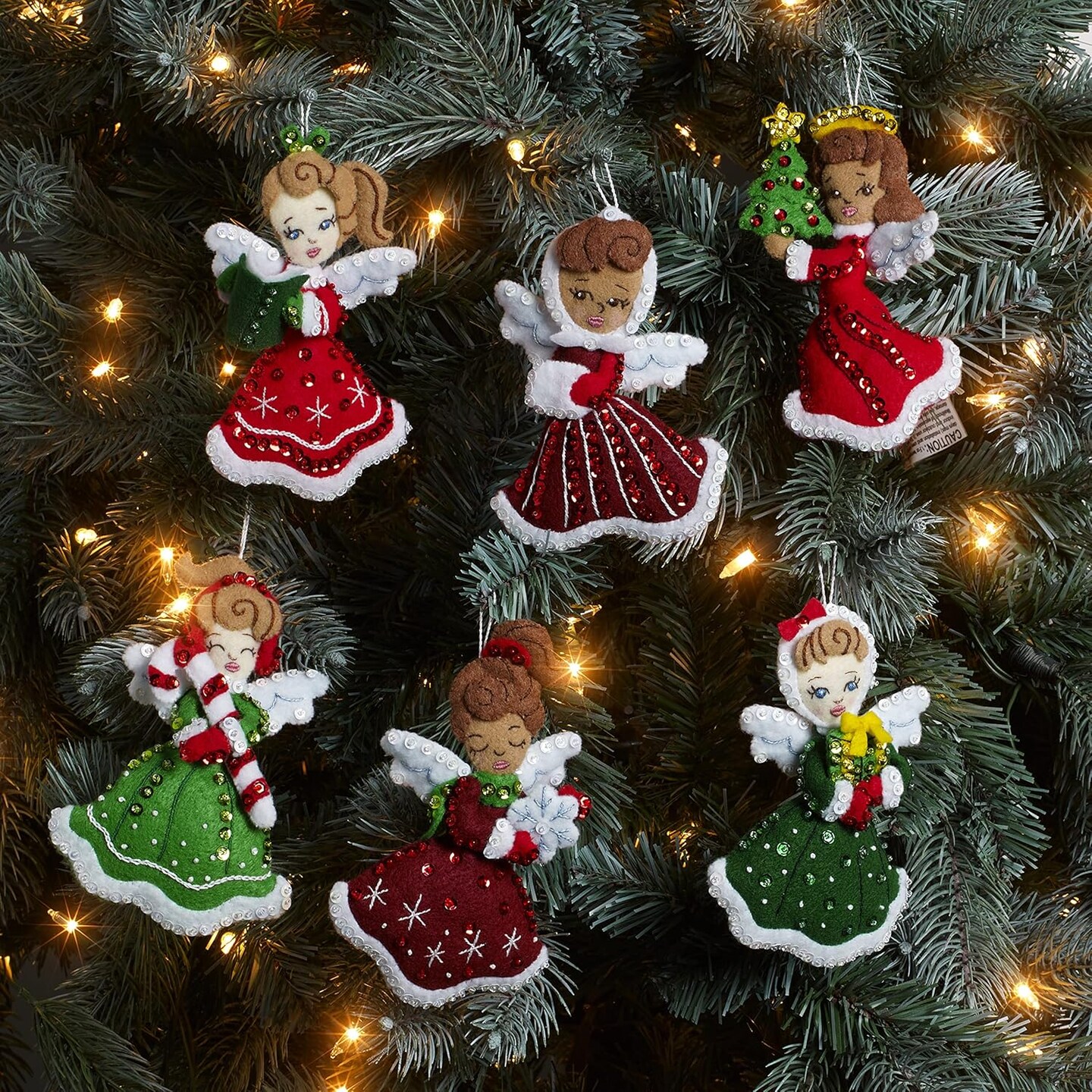 Felt Applique 6 Piece Ornament Making Kit, Christmas Angels, Perfect for DIY Arts and Crafts, 89493E