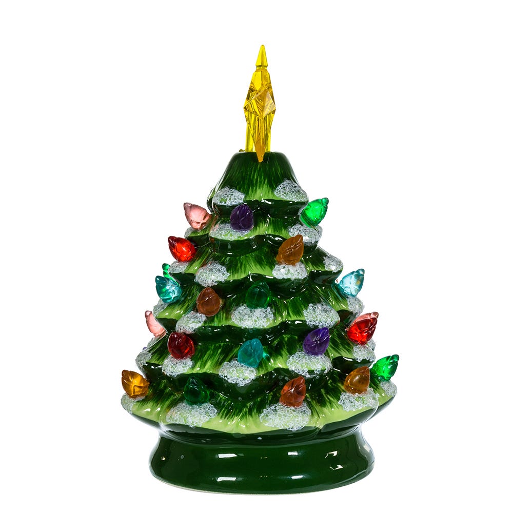 Kurt Adler Battery-Operated LED Ceramic Green Christmas Tree