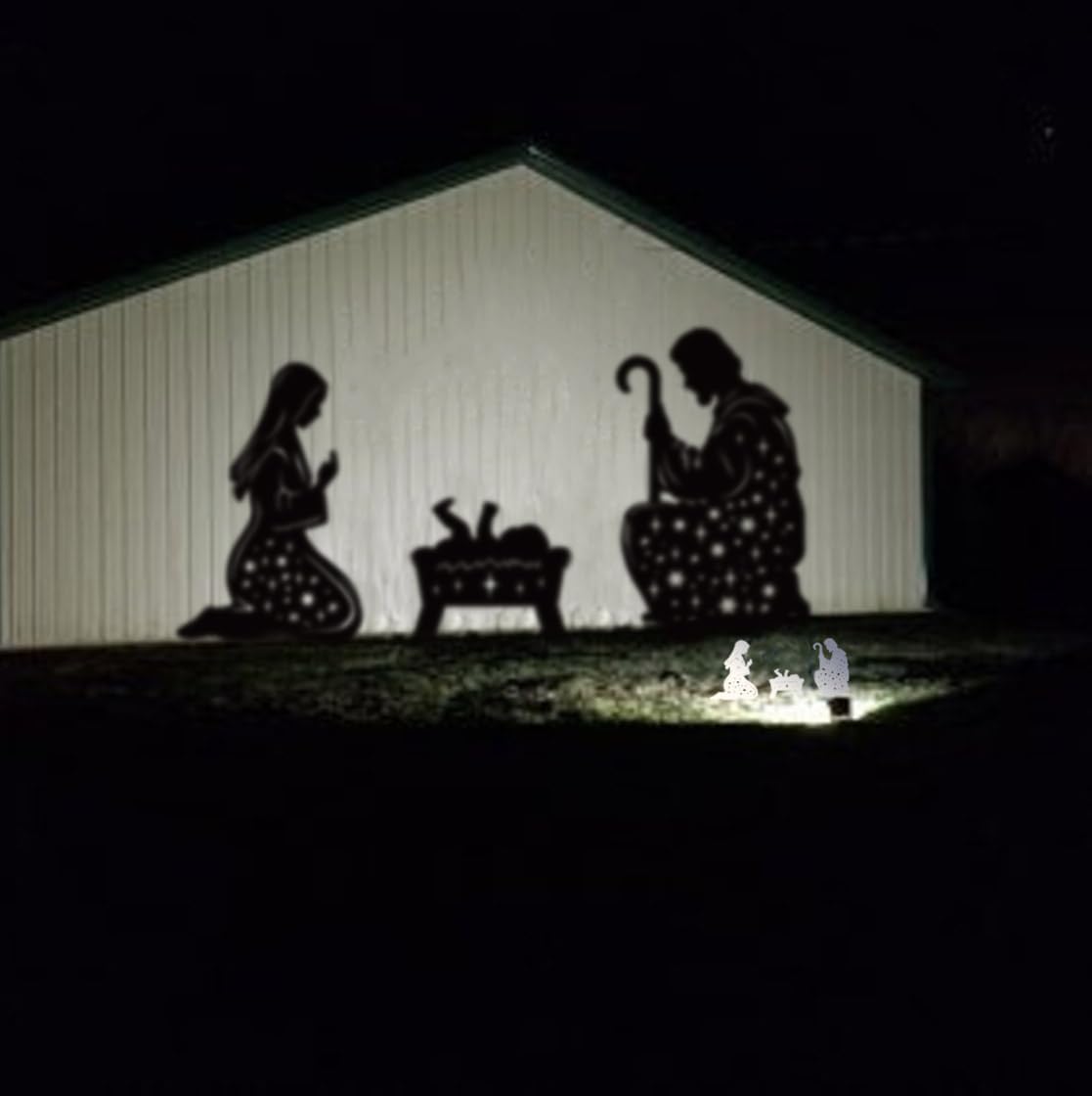 Metal Nativity Scene Outdoor Christmas Decorations, 17” Nativity Silhouette Outdoor Nativity Scene Set, Weather Resistant Outside Nativity Scene Outdoor Yard Stakes for Yard Lawn Garden Pathway