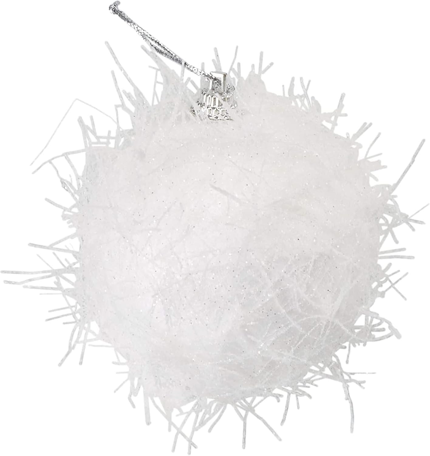 Christmas Tree Ornaments Large, White Sparkly Snow Glitter Balls (2.7 in, 12 Pack)