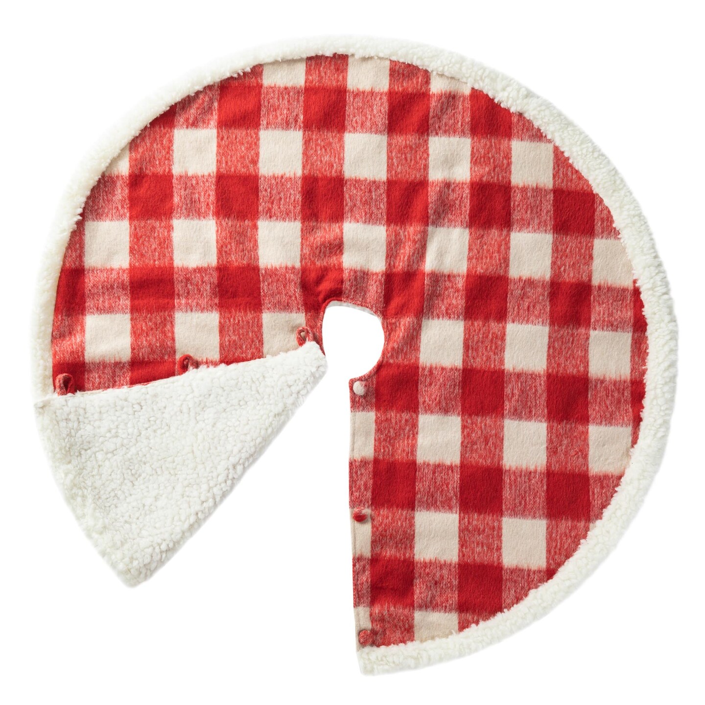 48&#x22;D/60&#x27;&#x27;D Plaid Reversible Sherpa/Flannel Christmas Tree Skirt