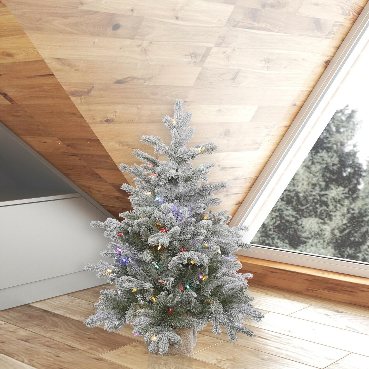 Vickerman 36&#x22; x 28&#x22; Frosted Sable Tree 100LED MU - A156632LED