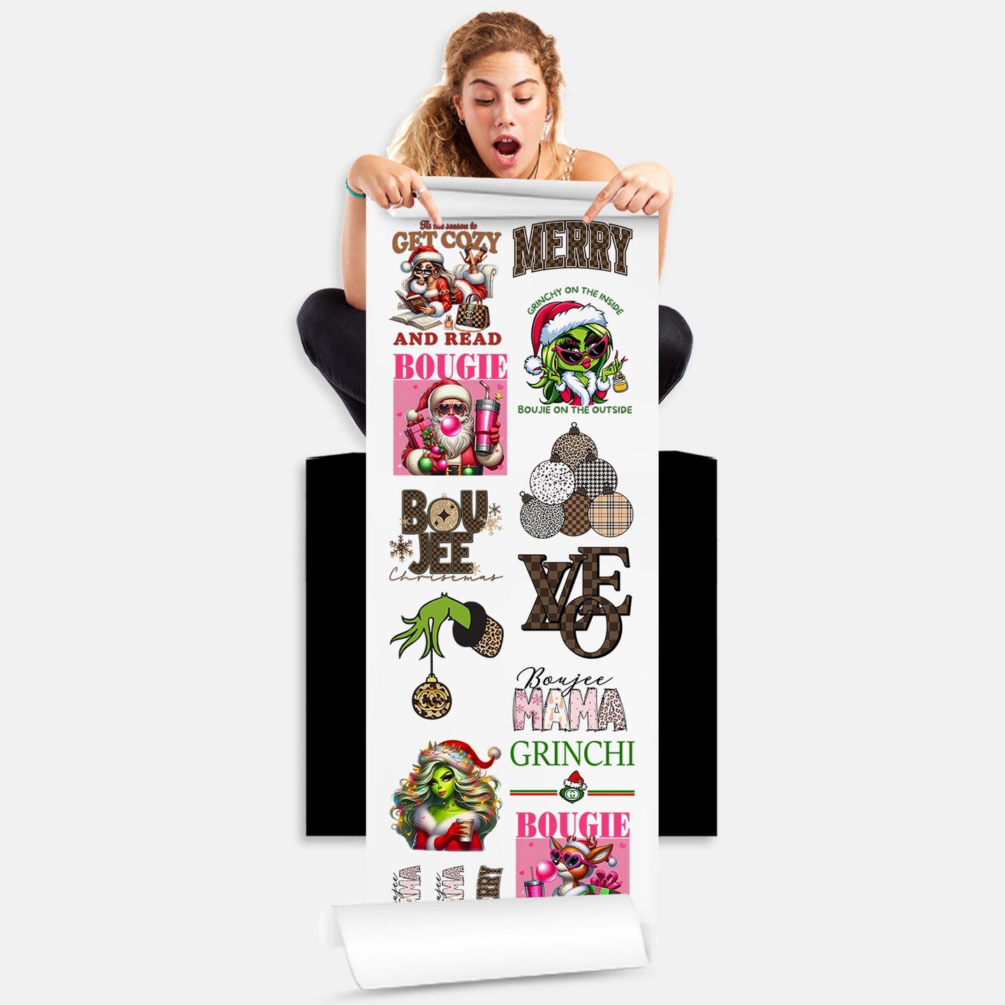 Bougie Christmas - DTF Transfer 22x60 Direct-to-Film Gang Sheets - 12 Adult Prints And 3 Pocket Prints Iron On Transfers