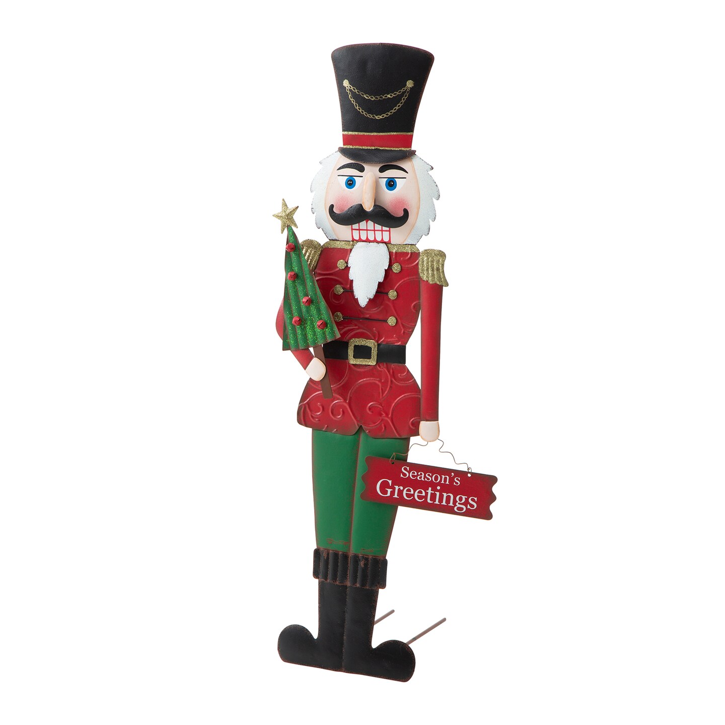 Set of 2 36"H Metal Nutcracker/Penguin Yardstake or Standing Décor or Wall Décor (Three Function)