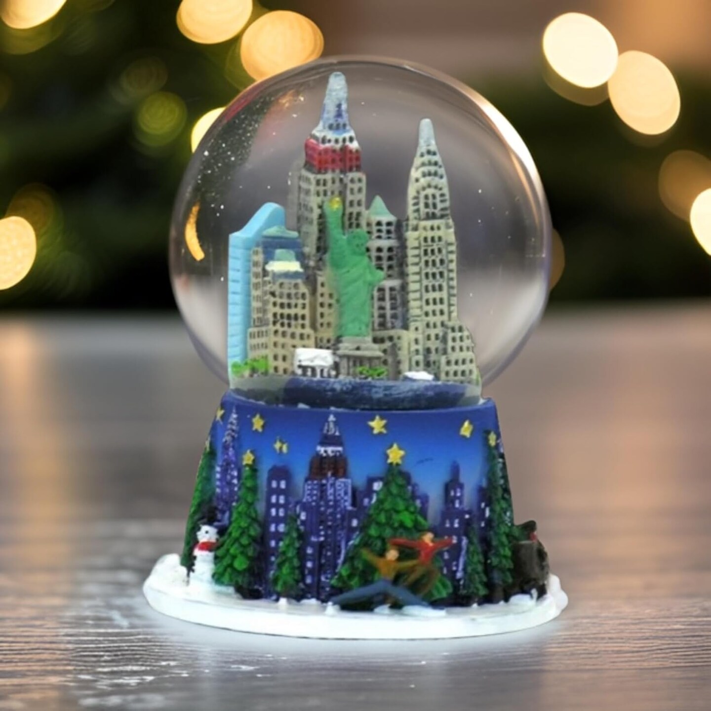 New York City Christmas Snow Globe [3.5 in] Rockefeller Center Skyline NYC