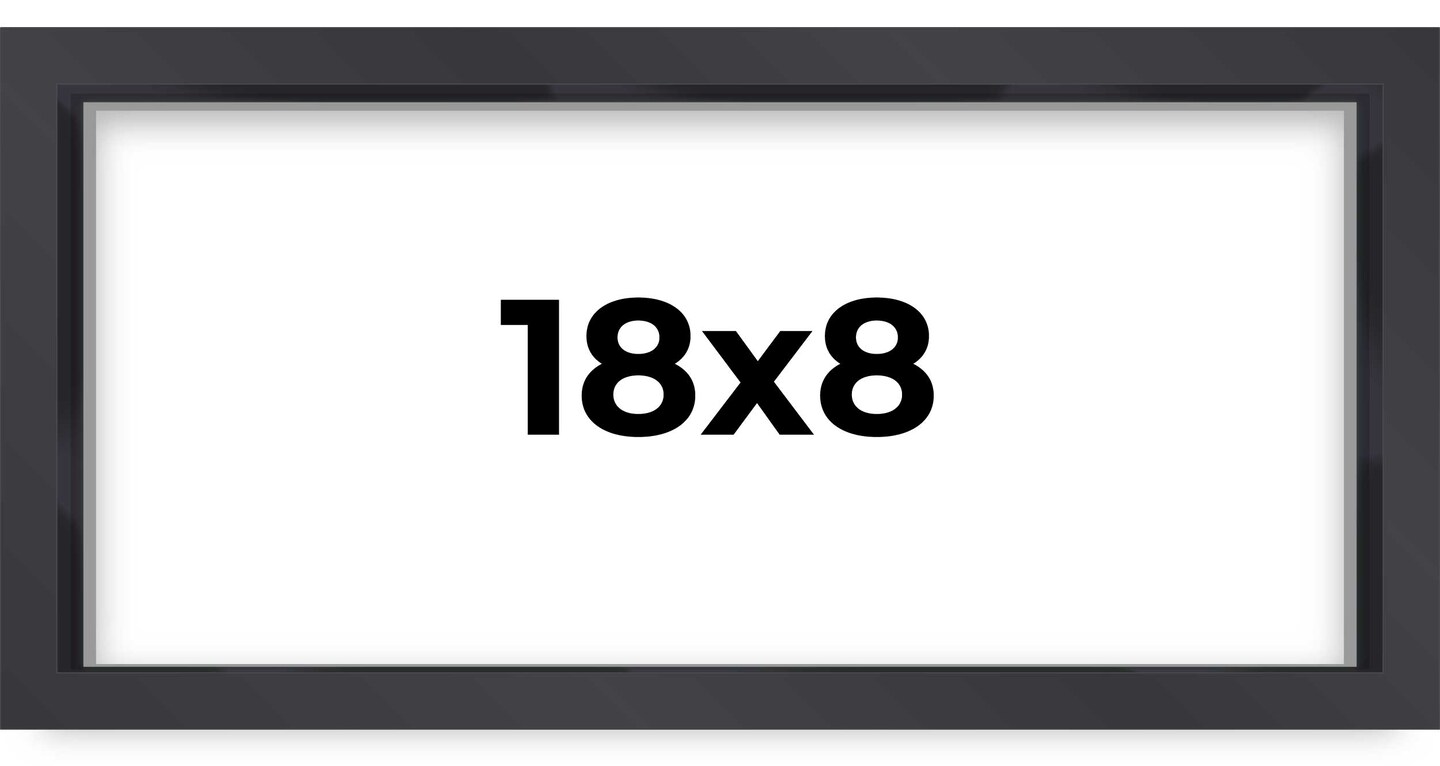 Panoramic Shadow Box 3/4" Depth Black Picture Frame - UV Acrylic, Backing, Hanging Hardware