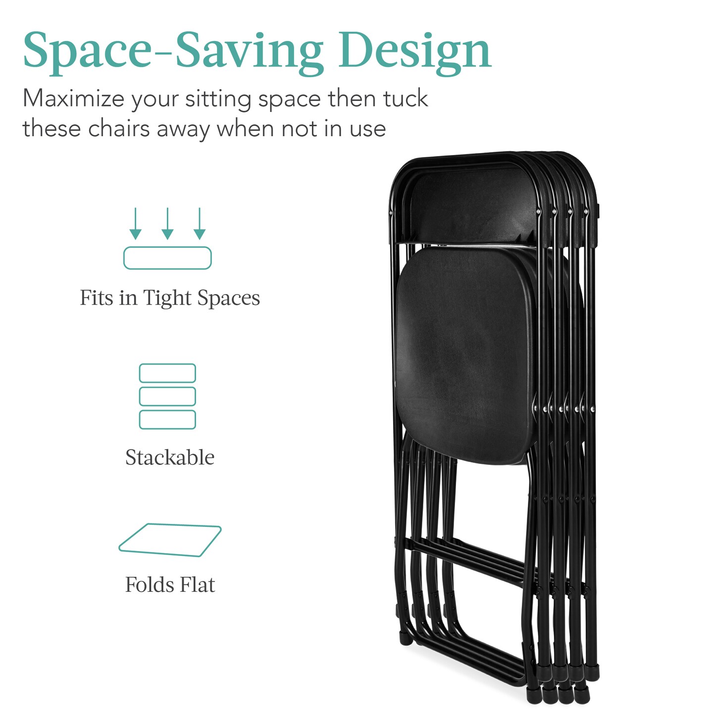 Best Choice Products Set of 4 Folding Stacking Plastic Chairs w/ Non-Slip Feet, 350lb Capacity