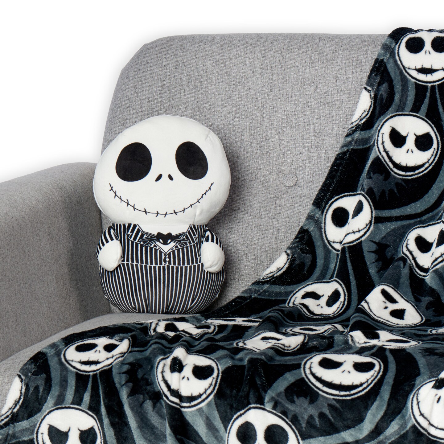 Disney The Nightmare Before Christmas Swirly Nightmare Silk Touch Throw Blanket 50X60 inches and Hugger Set, 11 Inches