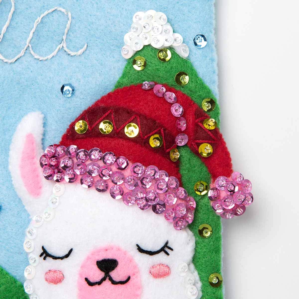 Felt Applique Stocking Kit, 18&#x22;, Christmas Llama