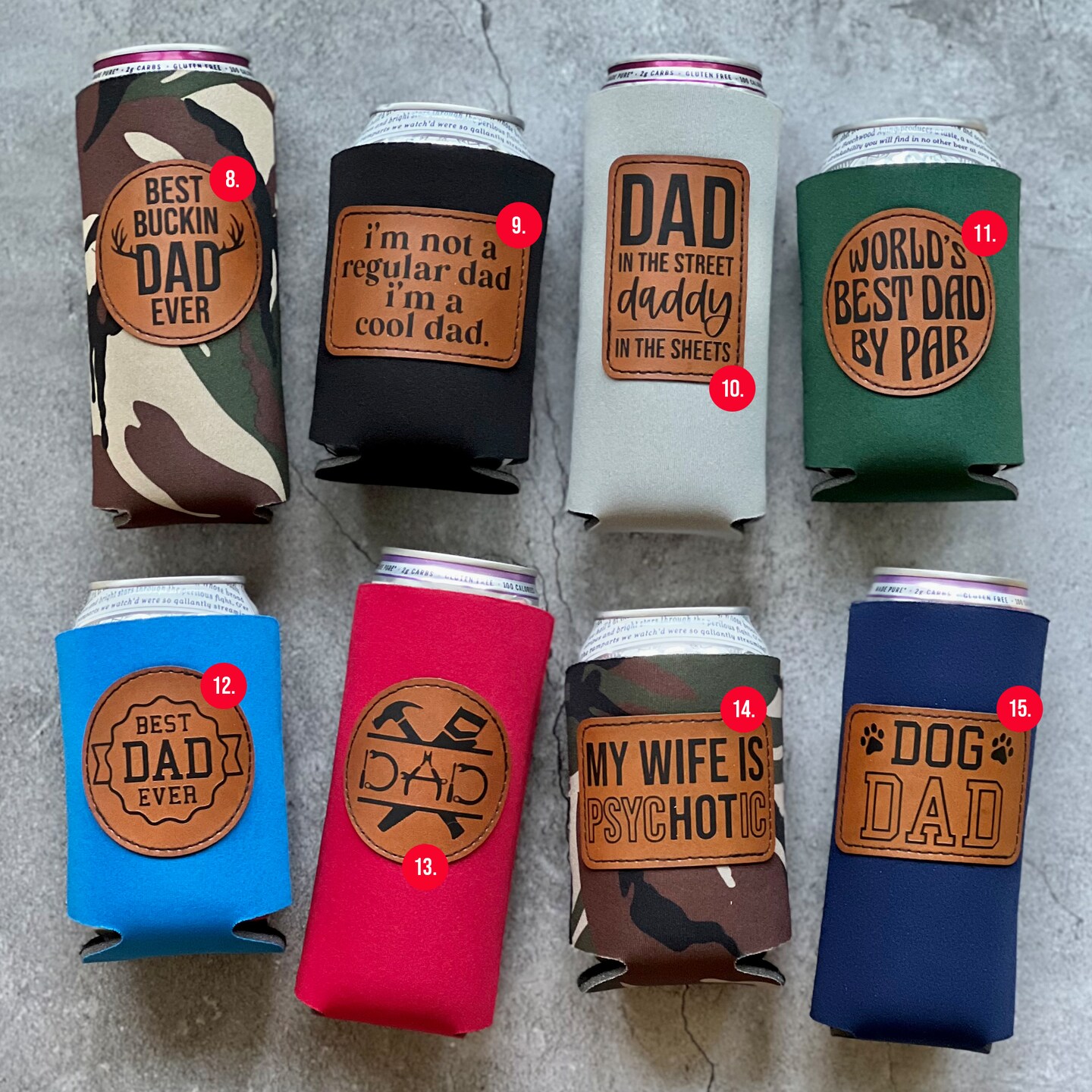 Faux Leather Patch Can Coolers for Dad (Choose Design) product 2