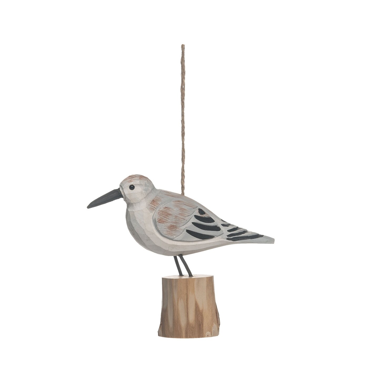 1.8&#x22; Wood Sandpiper Figure Coastal Beach House Decor Decoration