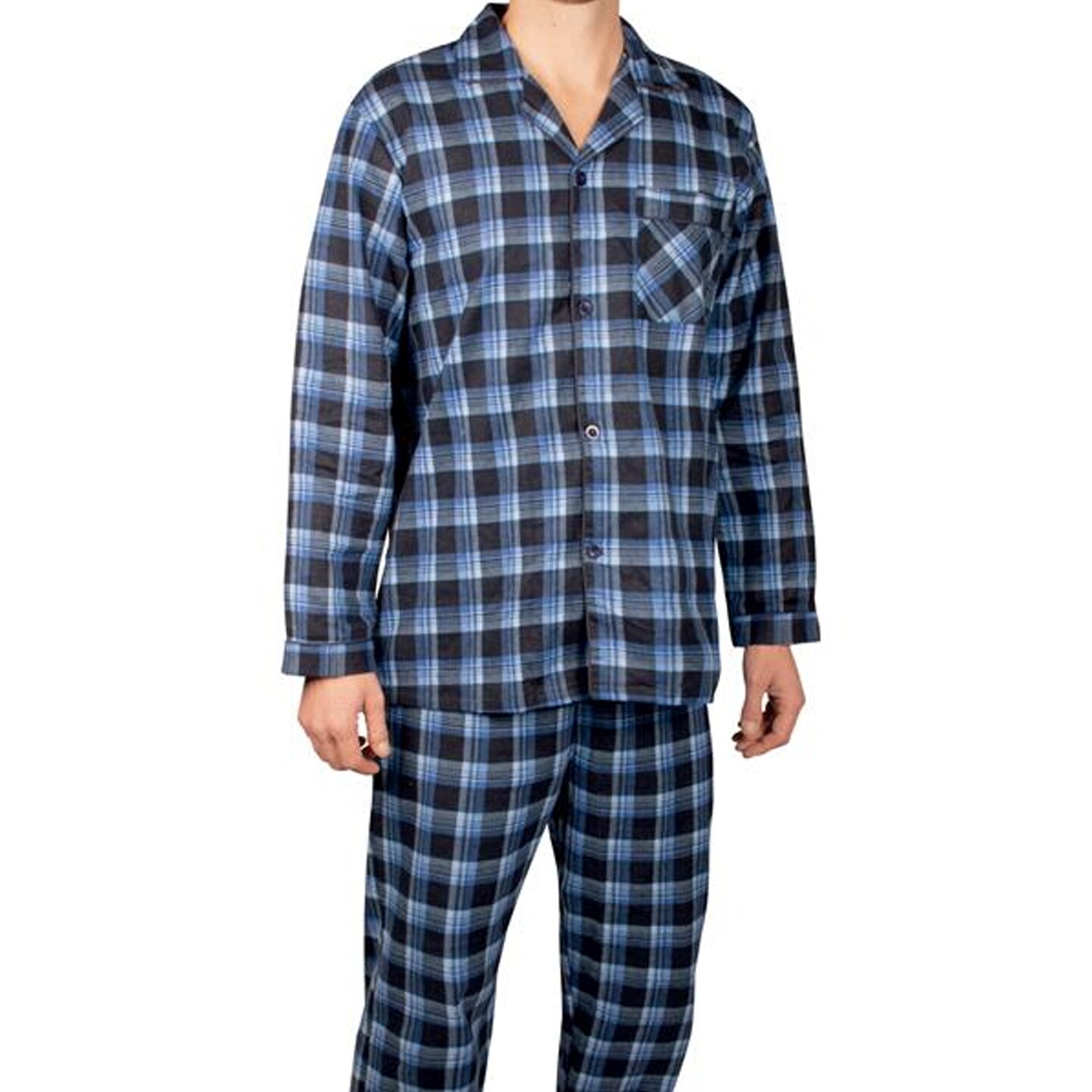 Men&#x27;s Fleece PJ Set Black Blue 1 Set