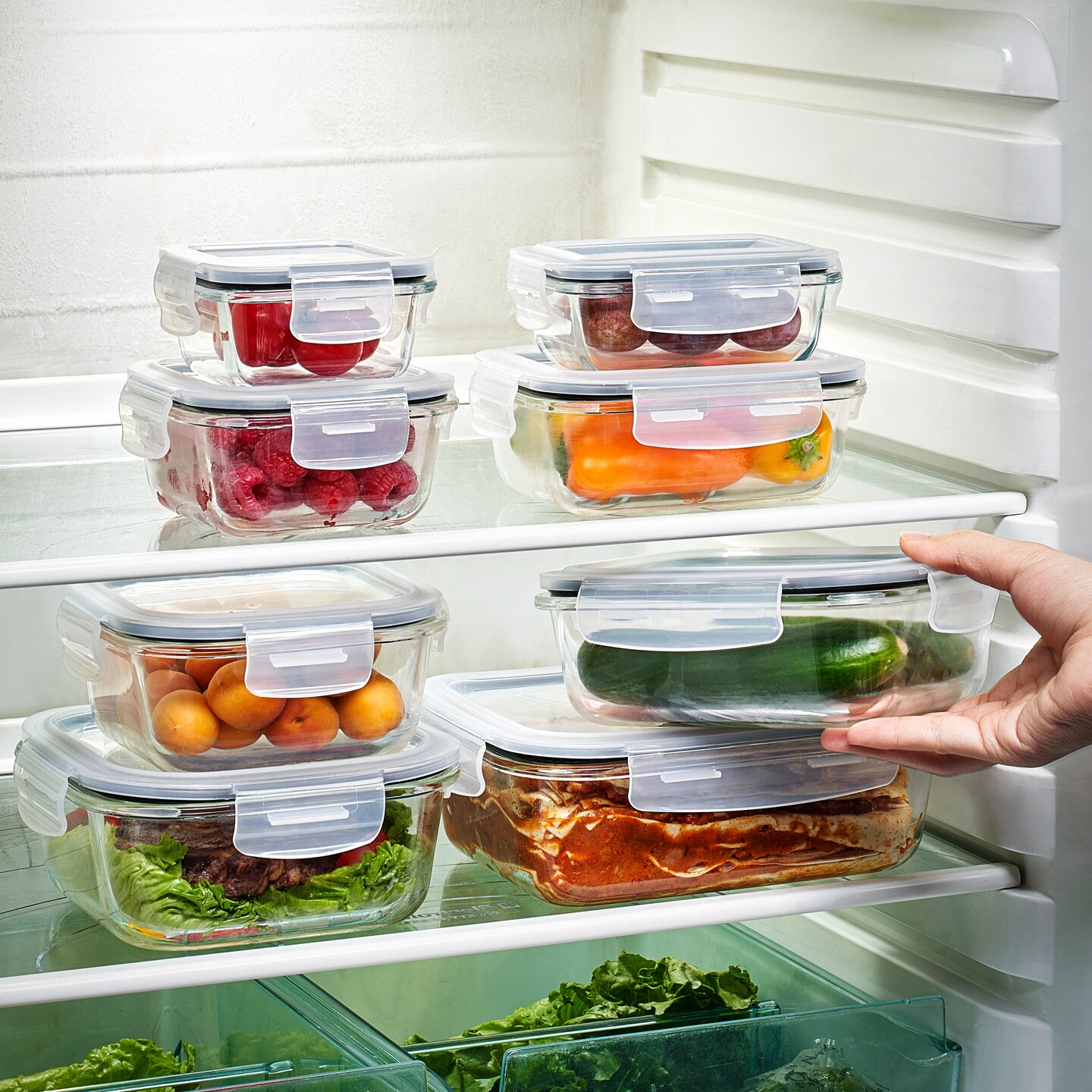 Sorbus Airtight Glass Meal Prep Containers, Dishwasher and Oven Safe Reusable Meal Prep Containers 16 Piece Set
