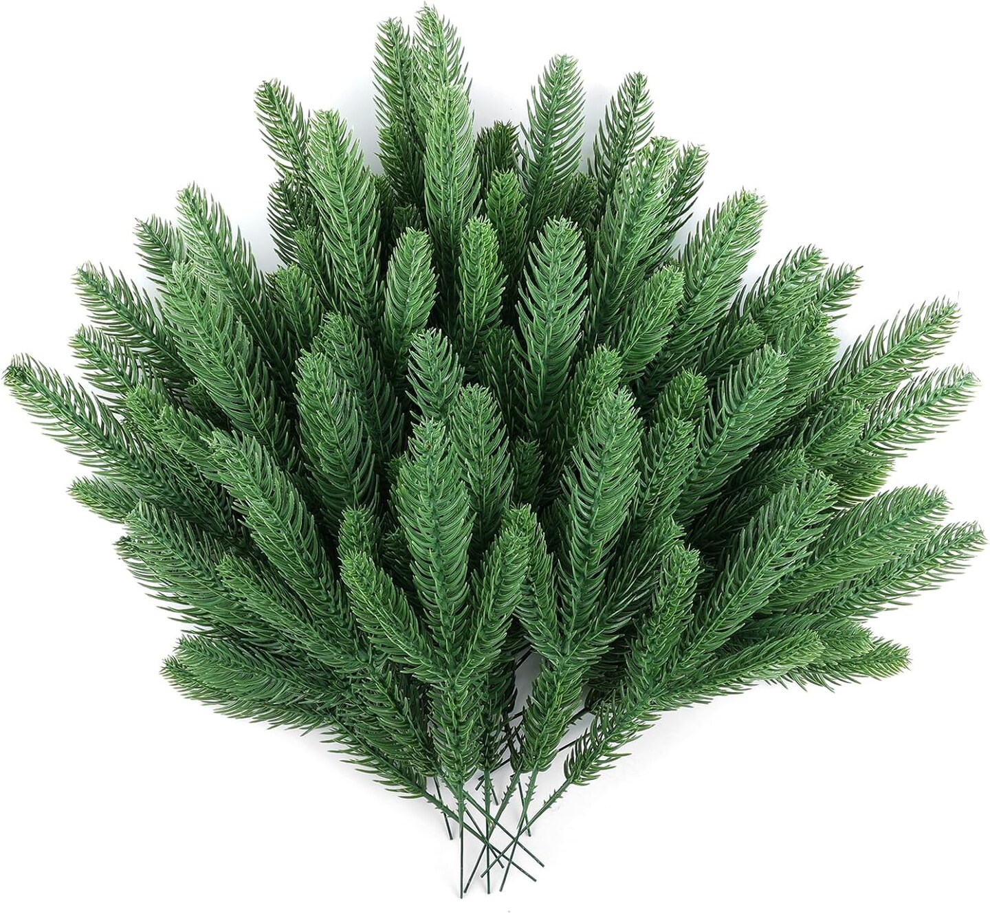 50 Pcs Artificial Pine Branches Christmas Greenery Plants Pine Needles DIY Cedar Picks and Sprays Accessories for Christmas Garland Wreath Craft and Home Decor (50, Green)