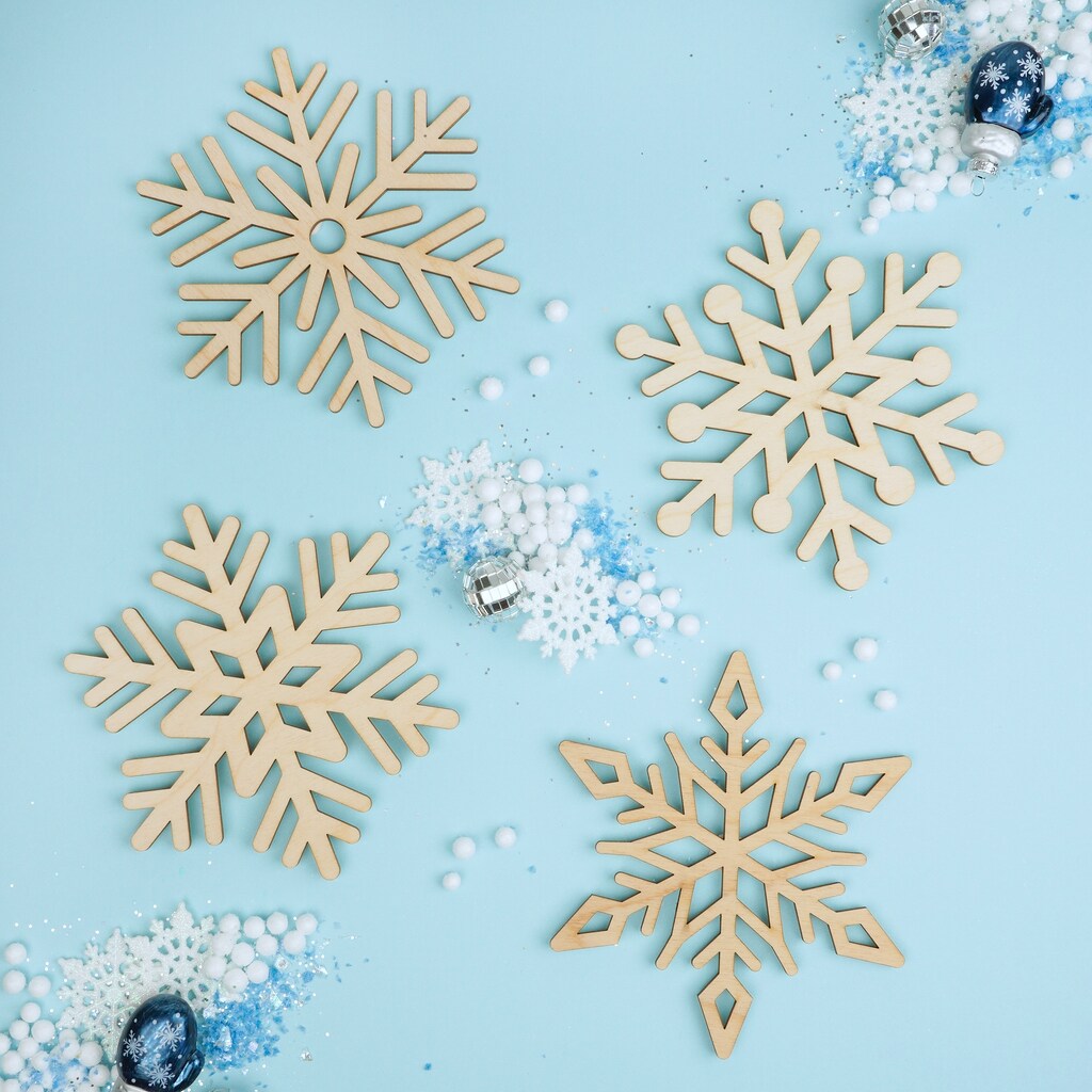 Set of 4 Christmas Wood Snowflake Cutouts, From 6"- 12", | Woodpeckers