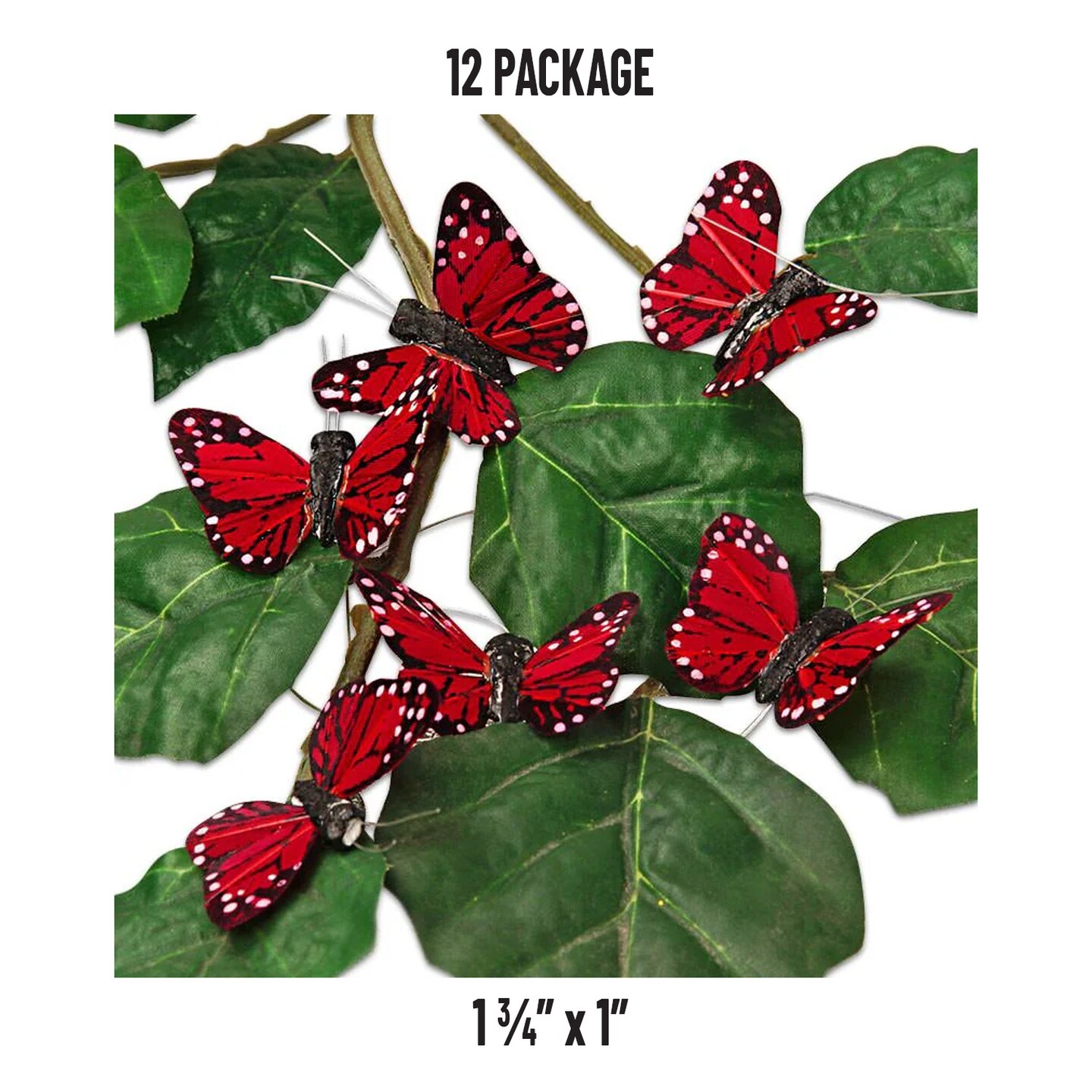 Realistic Burgundy Butterflies on Bendable Wire 1 3/4 × 1 Inches