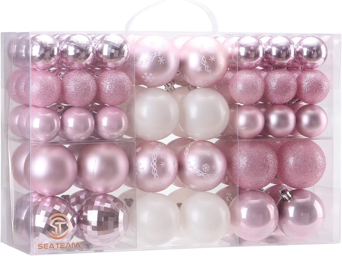 86-Pack Shatterproof Pink Christmas Ball Ornaments Set, Assorted Multi-Sized Hanging Baubles, Xmas Tree Decorations, Seasonal D&#xE9;cor for Holiday Wreath Garland, Hooks Included