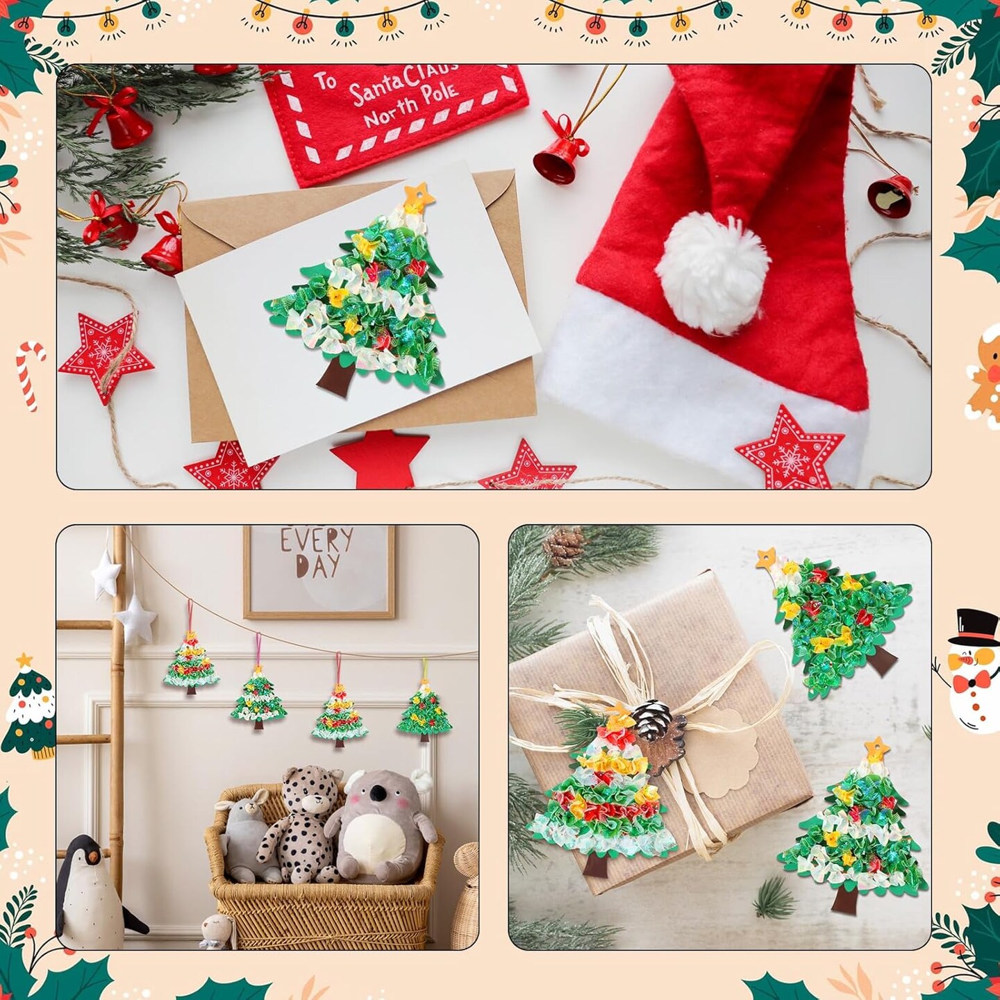 24 pcs Christmas Craft Set for Kid Creative Xmas Tree Poke Art Toy Make Your Own Christmas Tree Poking Art Crafts Kit with Fabric for 4-12 Years Boy Girl Child Classroom Activity Art Project