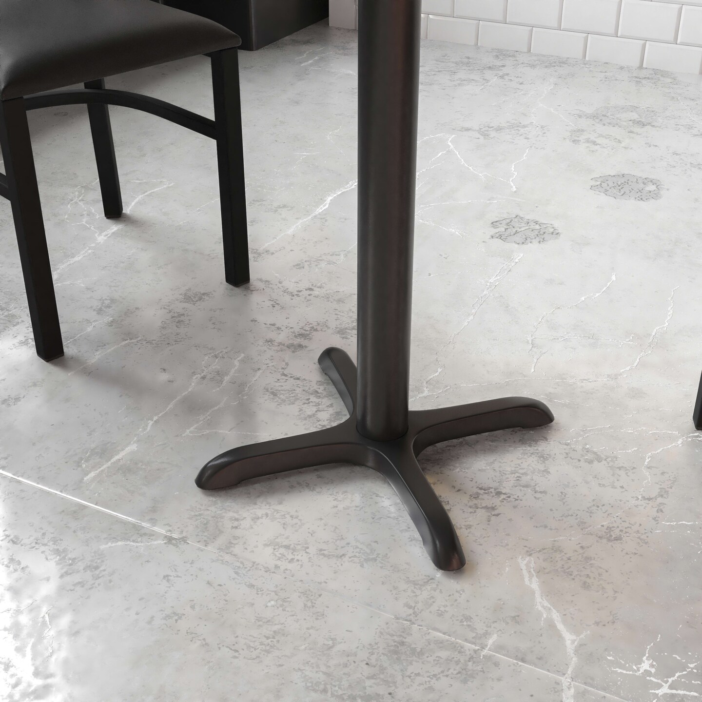 Emma and Oliver 22'' x 22'' Restaurant Table X-Base with 3'' Dia. Table Height Column