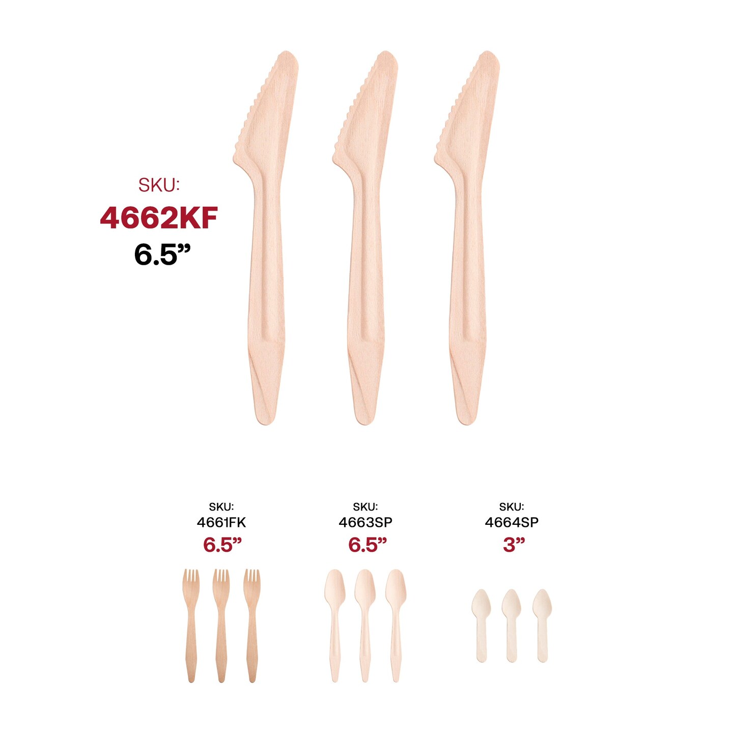 Natural Birch Eco-Friendly Disposable Dinner Knives (600 Knives)