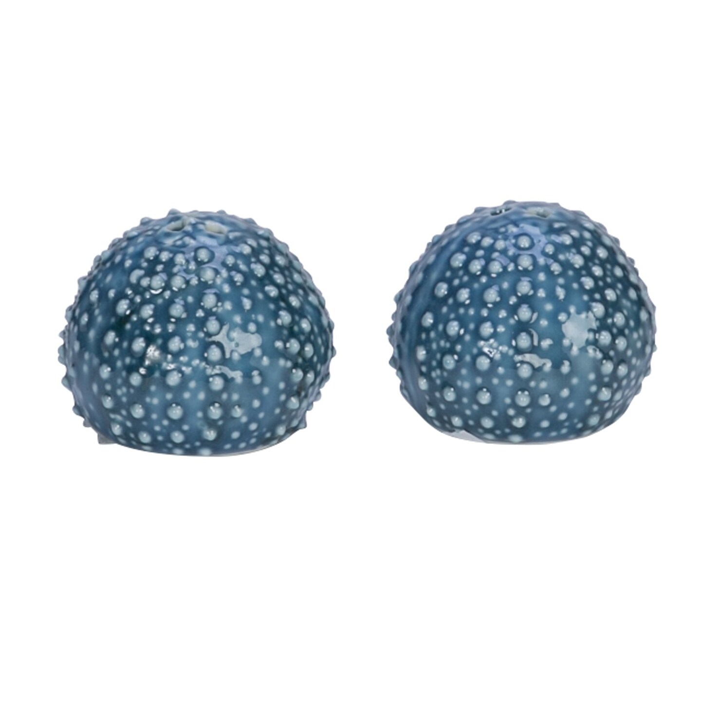 2-Piece Blue Sea Urchin Nautical Coastal Decorative Ceramic Salt &#x26; Pepper Shakers