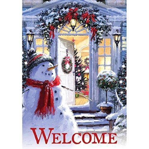 Christmas Snowman Entrance Garden Flag 2 Sided Welcome