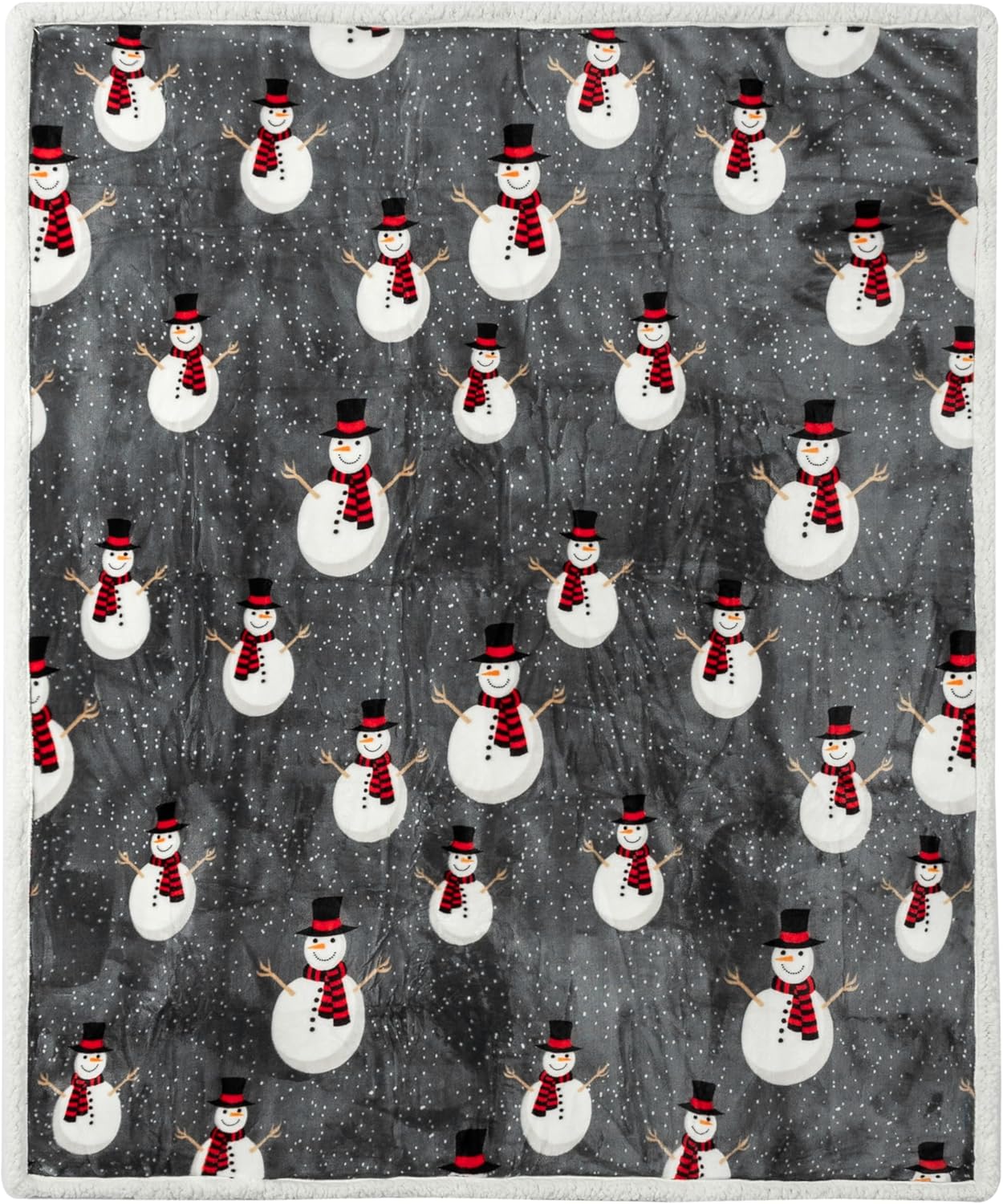 Premium Christmas Sherpa Throw Blanket | Snowman Decoration, Fleece, Plush, Warm, Cozy Reversible Microfiber Holiday Blanket 50 x 60