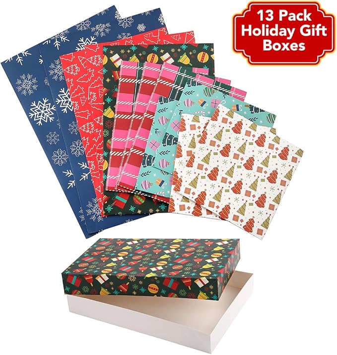 Lids - Beautiful Assorted Boxes for Wrapping Gifts with 4 inch Deep Robe Boxes and 8x8x4 Gift Box - Gift Boxes for Presents, Shirt, Robe, Lingerie, etc