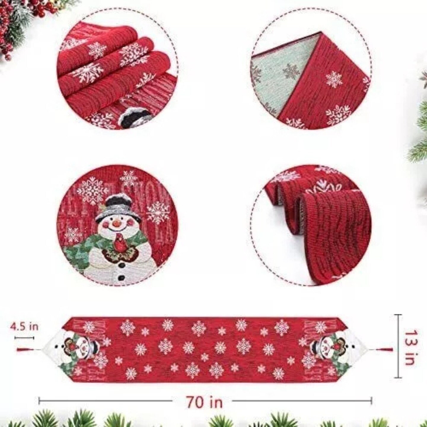 Kitcheniva Christmas Table Runner Snowflakes Dining Decor 70&#x22; x 30&#x22;