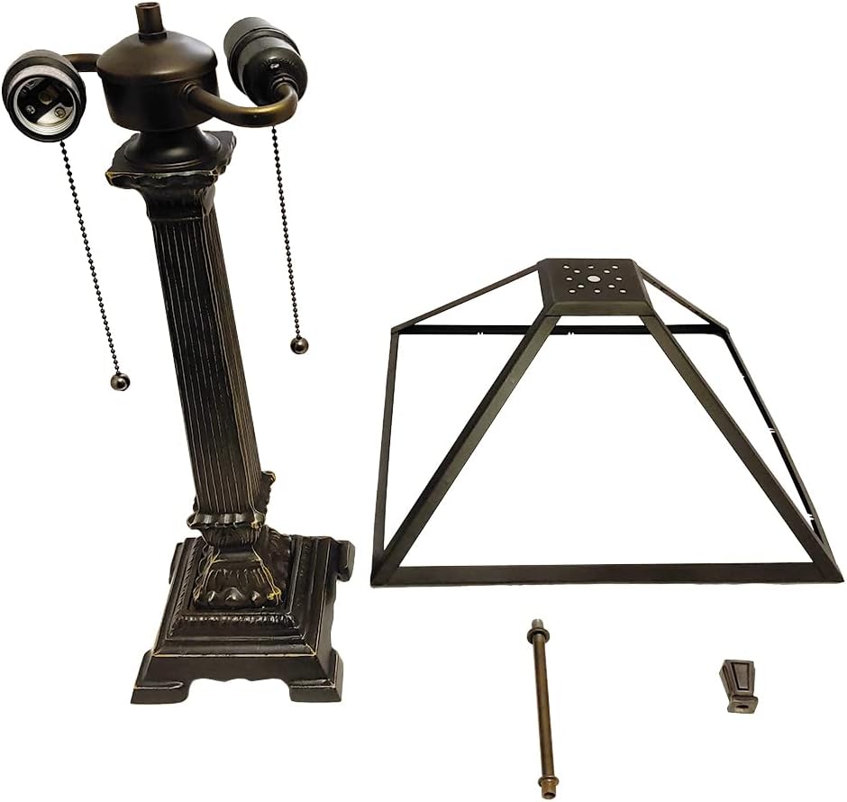 15" DIA. Metal Panel Lamp Frame & Base, Dark Bronze Finish with Gold Highlights, Nicely Weighted, 25" Tall