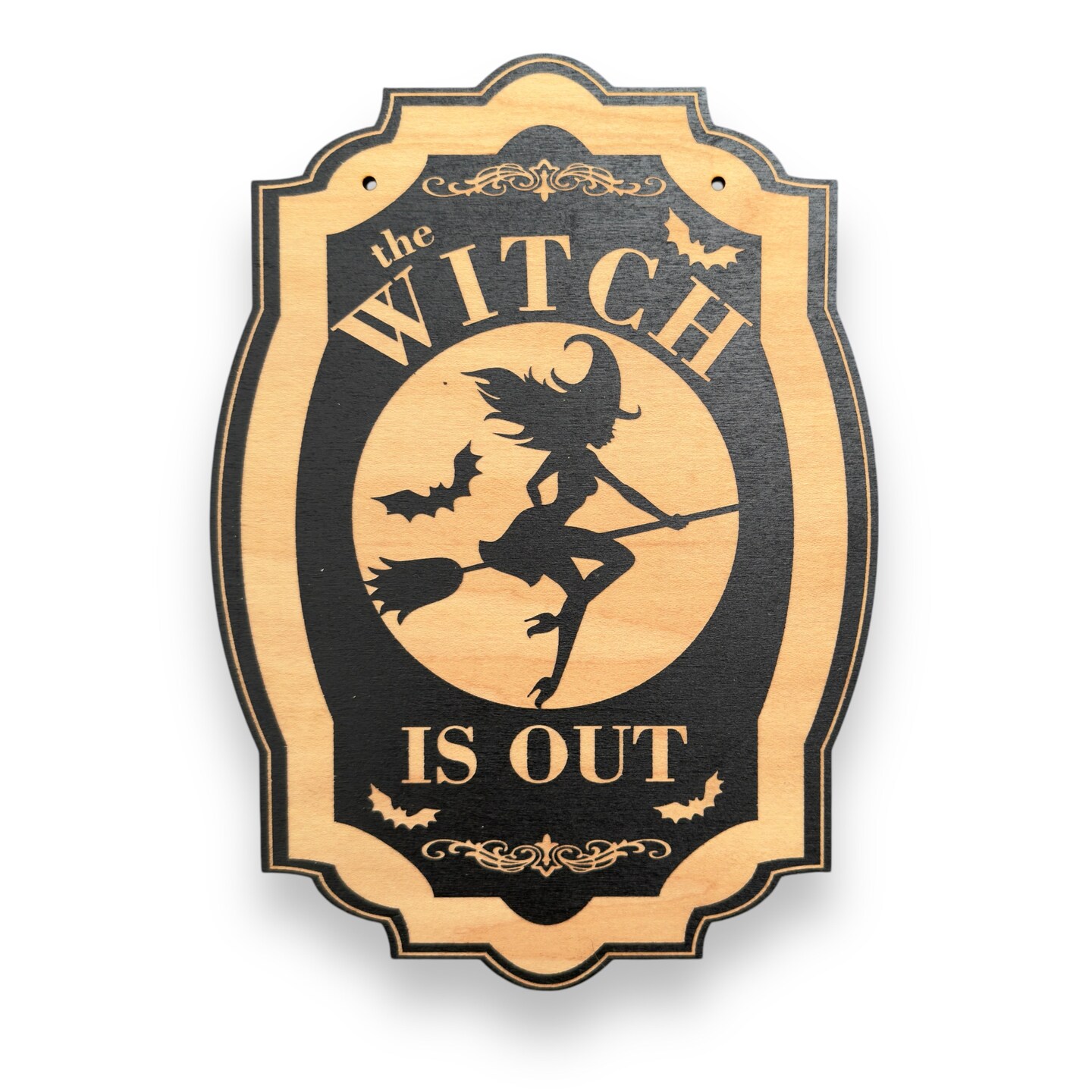 The Witch is Out - Black Halloween Door Sign 6x9 The Witch is Out - Black Halloween Door Sign 6x9