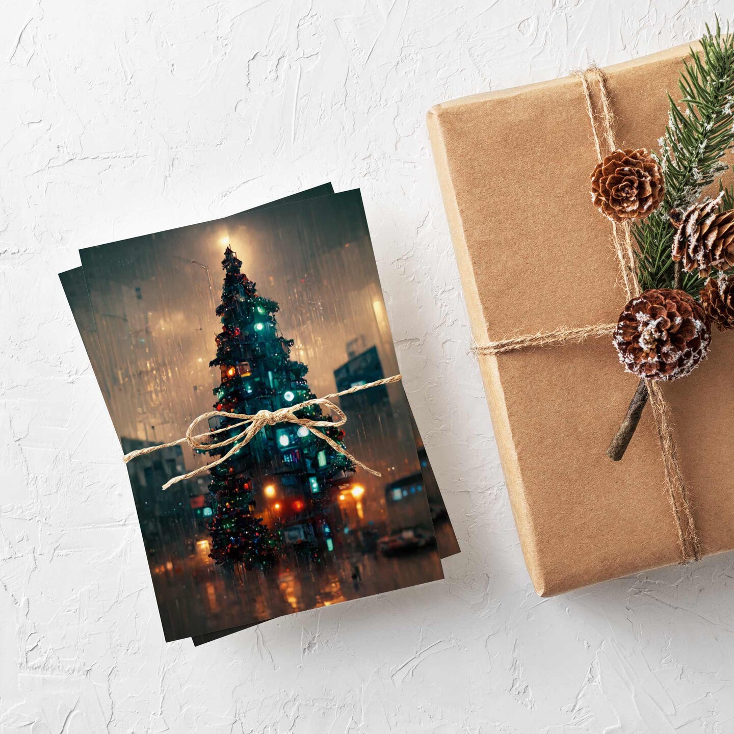 Modern Christmas Tree Cards - 24-Pack Holiday Greeting Cards with 6 Unique Illuminated Tree Designs, Perfect for Sharing Merry Christmas & Happy Holiday Wishes, Blank Inside for Personalized Messages - Elegant and Vibrant Festive Stationery Set
