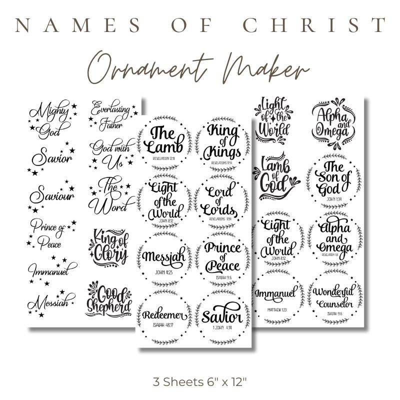 Names Of Christ, Christian Rub On Transfers for Crafts, Rub-Ons &#x26; Transfers, Coaster Rubons