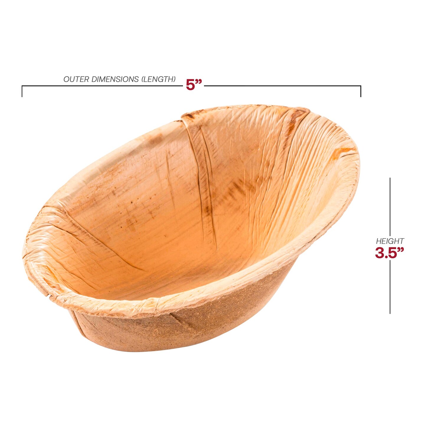 Oval Palm Leaf Eco Friendly Disposable Bowls - 4.5 oz. (100 Bowls)