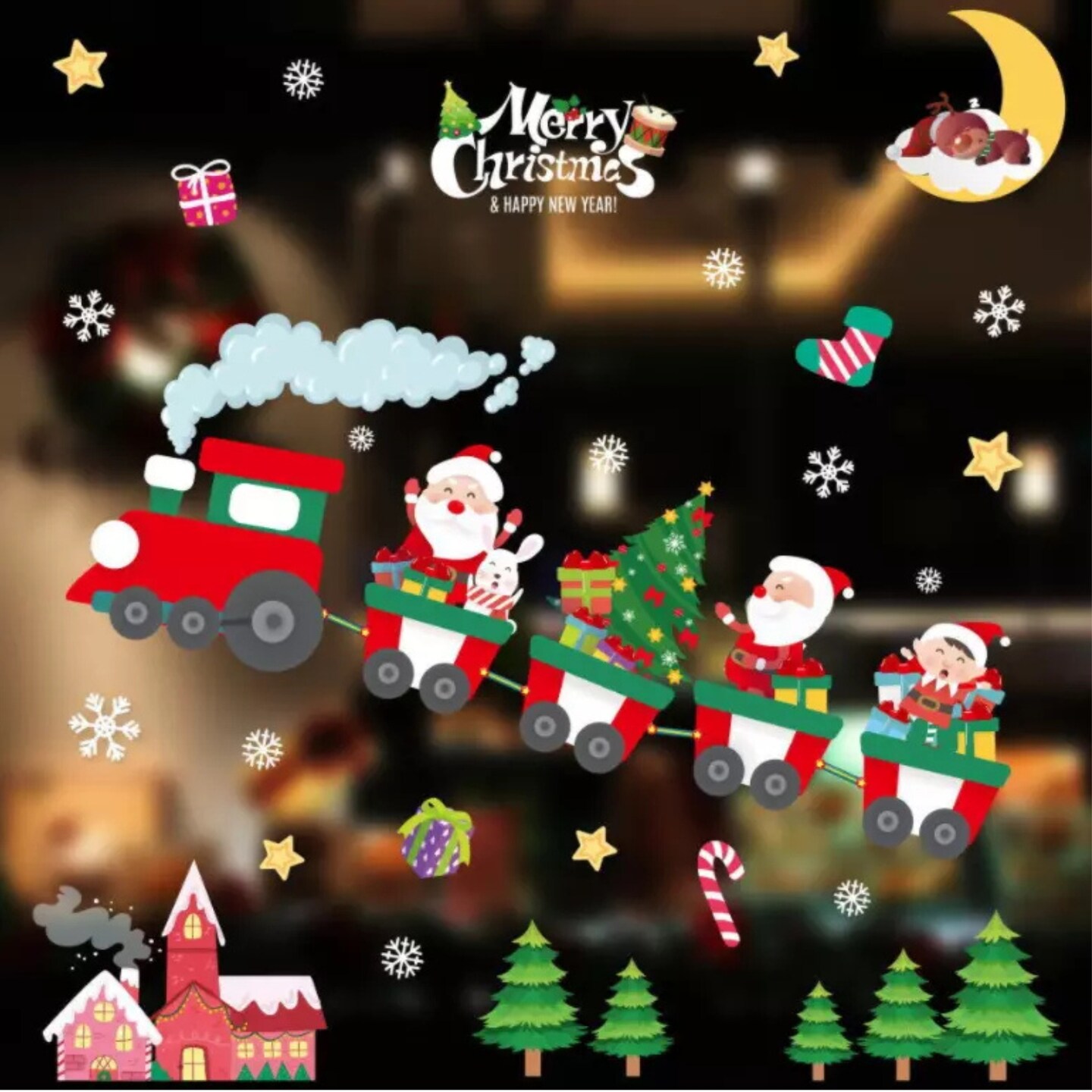 Kitcheniva Merry Christmas Window Stickers Shop Wall Decor