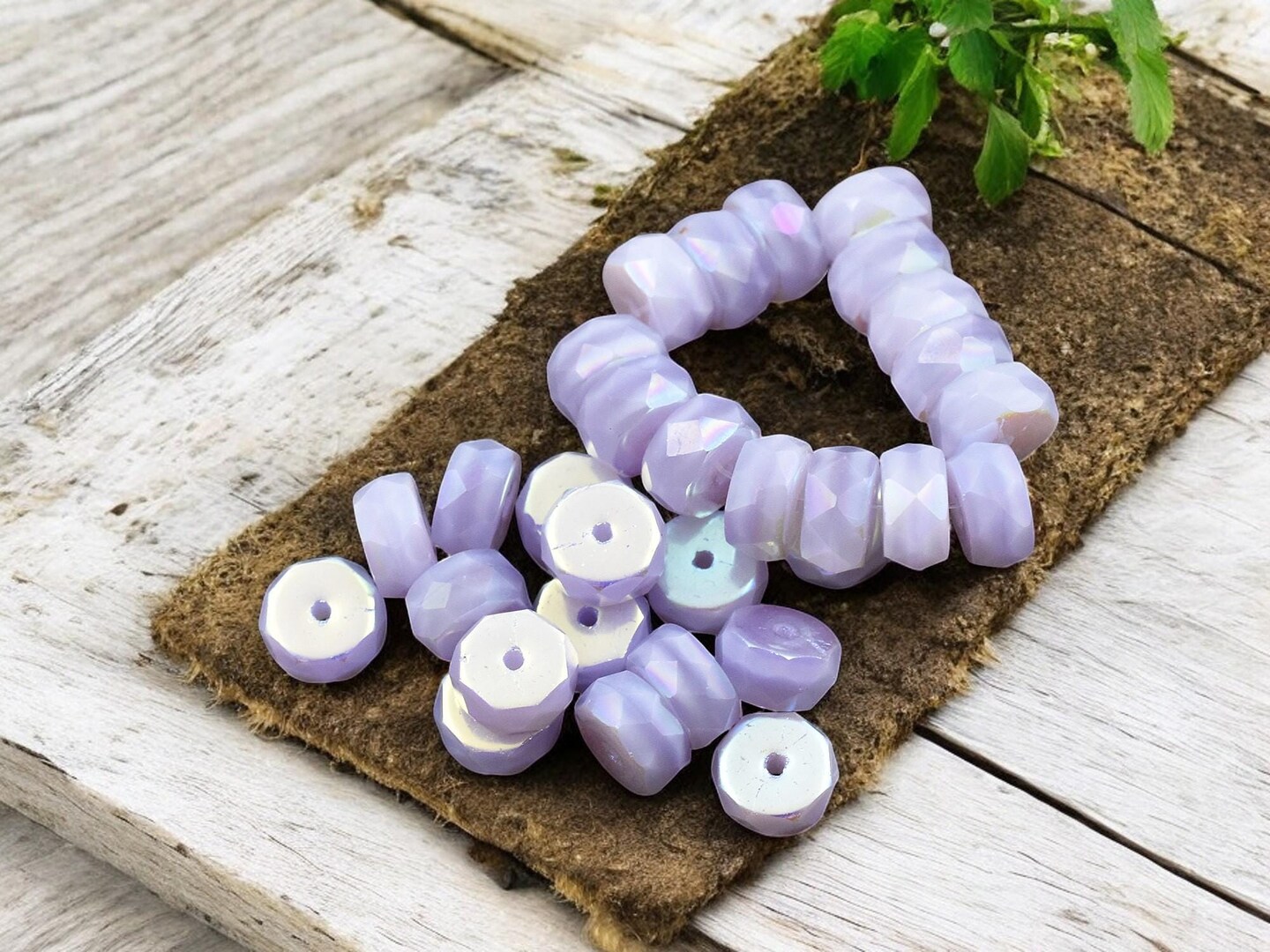 *15* 4x6mm Thistle Silk AB Fire Polished Rondelle Heishi Beads