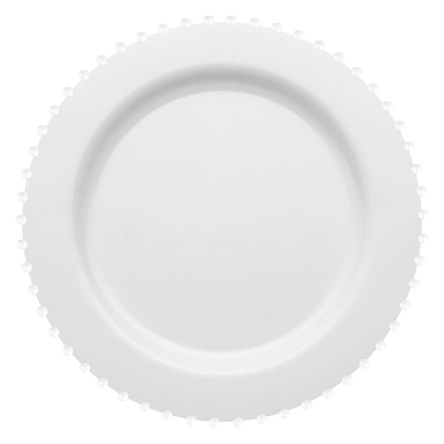 White Pearl String Round Disposable Plastic Dinner Plates - 10&#x22; (120 Plates)