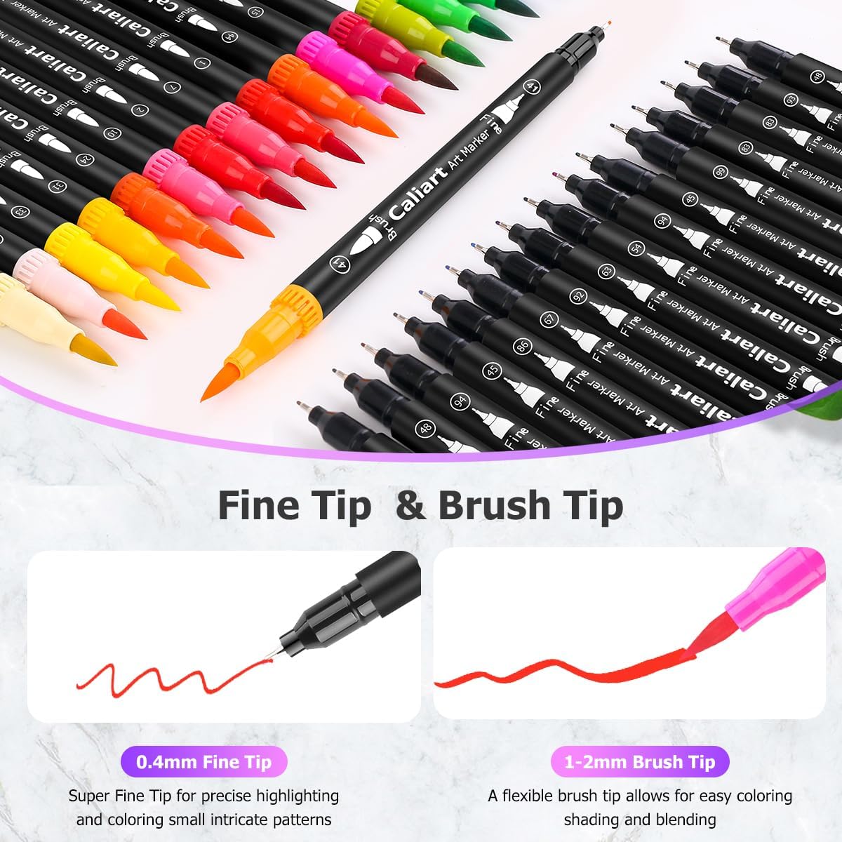 34 Double Tip Brush Pens Art Markers, Aesthetic, Cute, Preppy School Supplies, Artist Fine &#x26; Brush Pen Coloring Markers for Kids Adult Book Cards Drawing Craft Kit, Teacher Office Supplies.