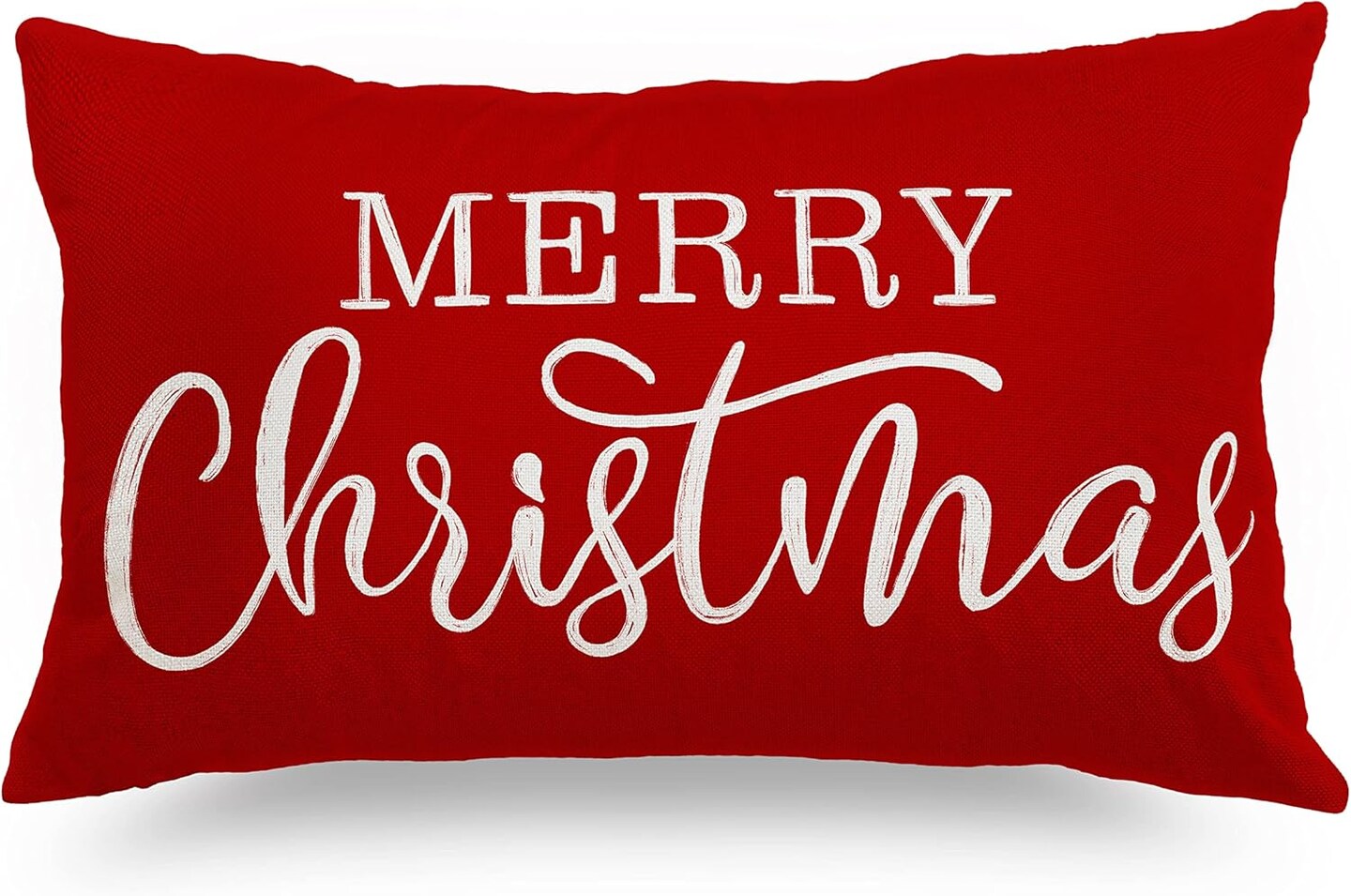 Red Christmas Lumbar Pillow Cover 12x20 Inches for Christmas Decorations Merry Christmas Throw Pillow Covers Winter Holiday Cushion Case Decoration for Sofa Couch