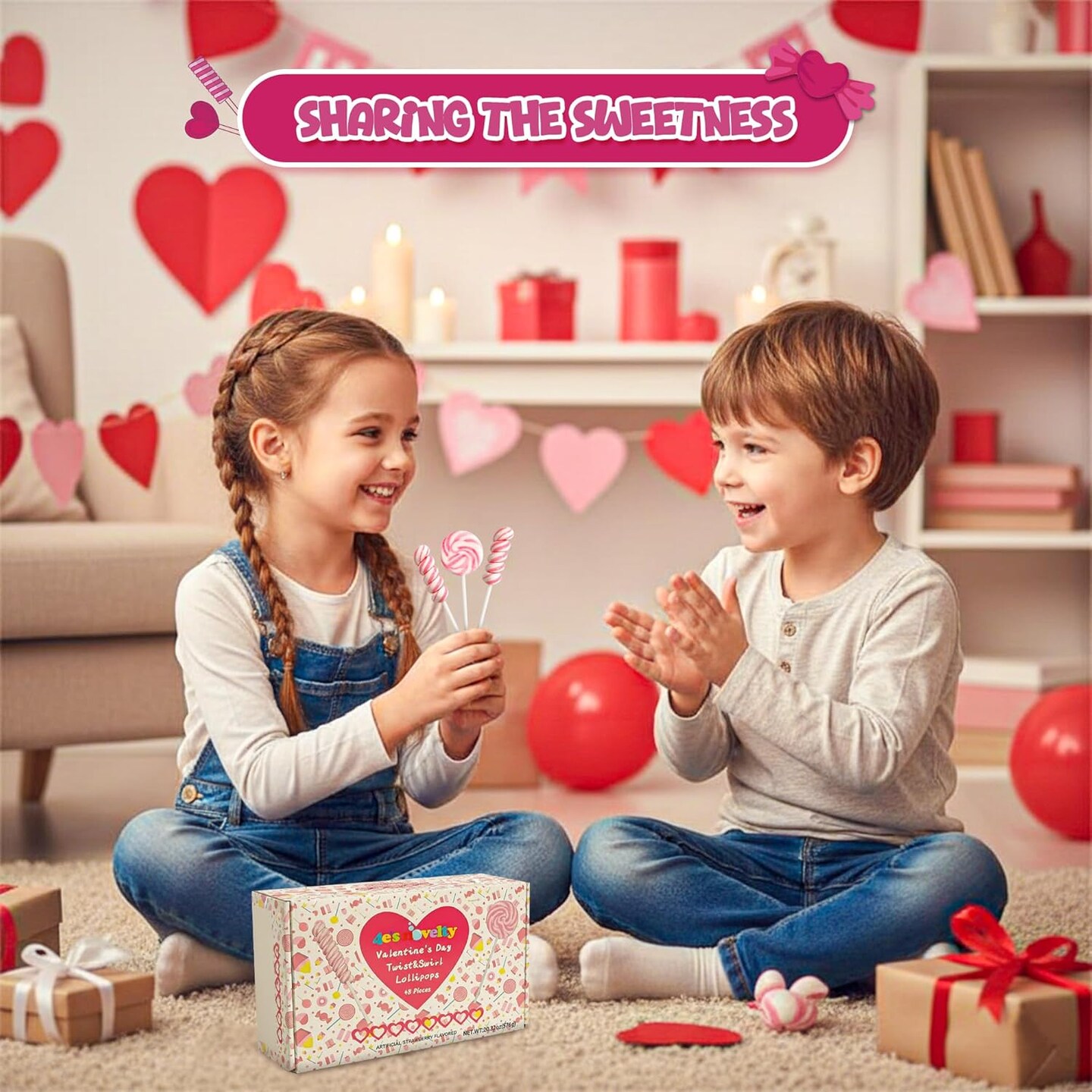 4E's Novelty Pink Swirl and Twist Lollipop (48 Pack) - Pink Swirl Lollipops Individually Wrapped Valentines Candy Bulk for Kids Classroom Exchange, Fun and Sweet Twist Lollipops Bulk Party Favors