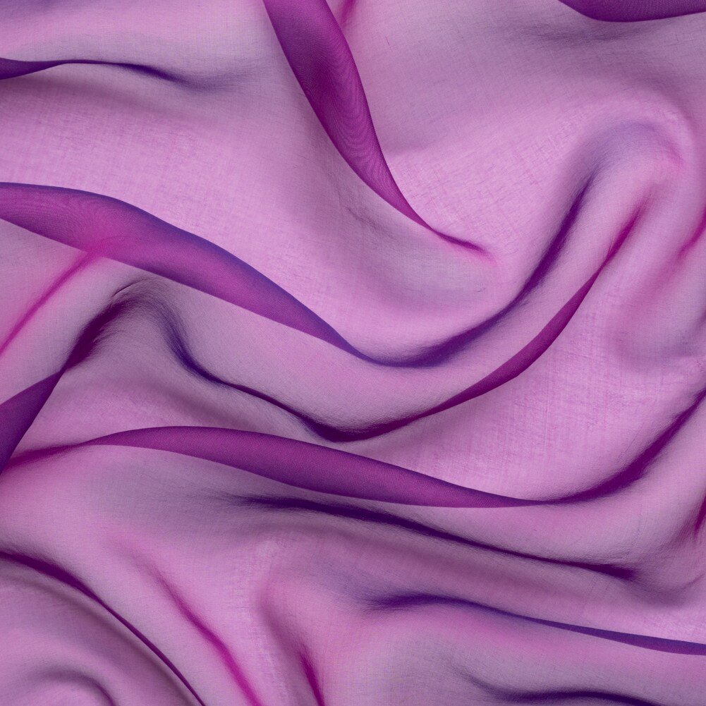 1 Yard Magenta Navy Iridescent Silk Voile Chiffon Like Fabric Lightweight , 54 Inches Wide