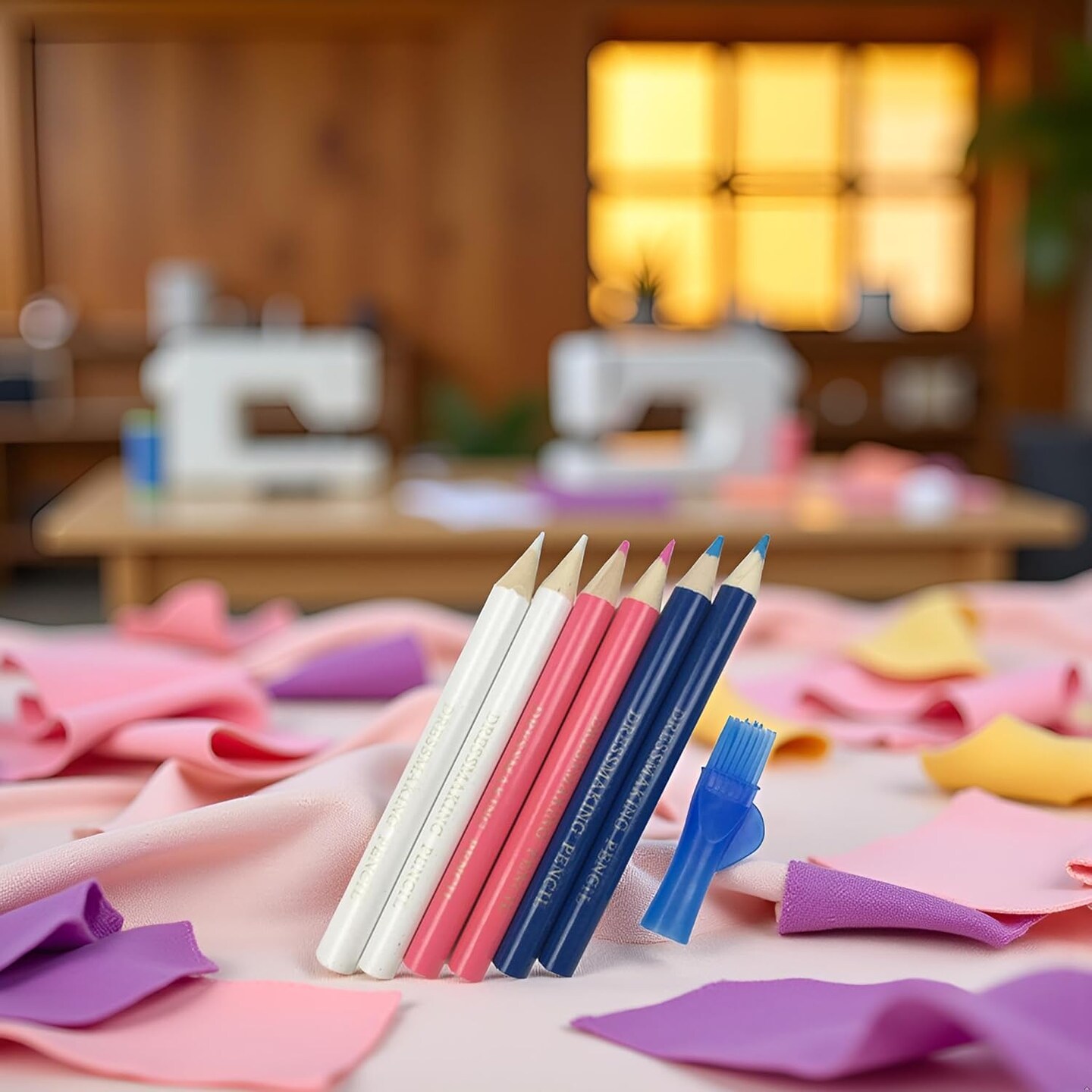 Sewing Fabric Pencils with Brush Tailor Pencils (Aqua)